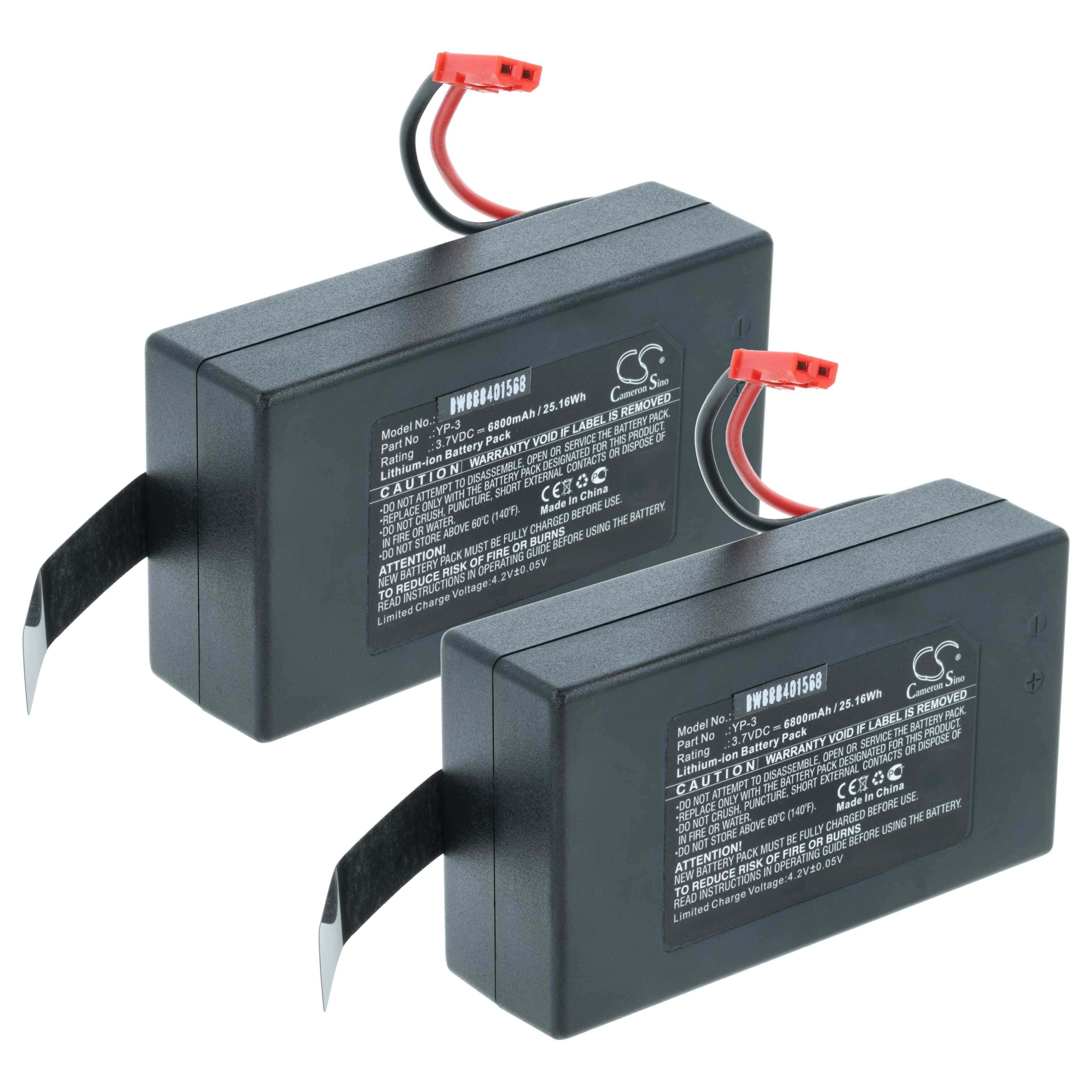 Batterie (2 pcs.) remplace Yuneec YP-3 modèle radio-télécommandé - 6800mAh 3,7V Li-ion