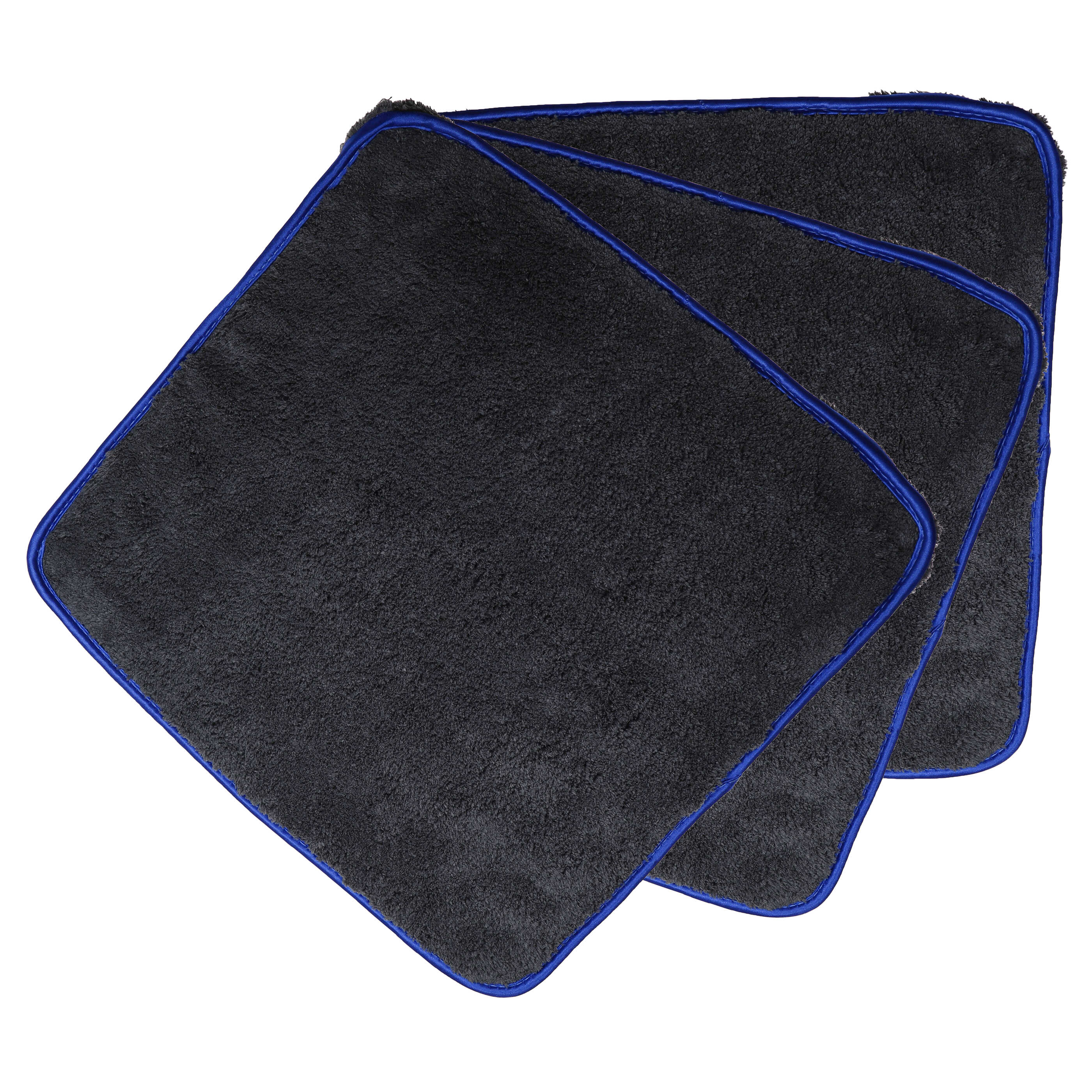 Microfibre Towel Set (3 Part) for Cars and Motorcycles - 40 x 40 cm, Reusable, Black/Blue