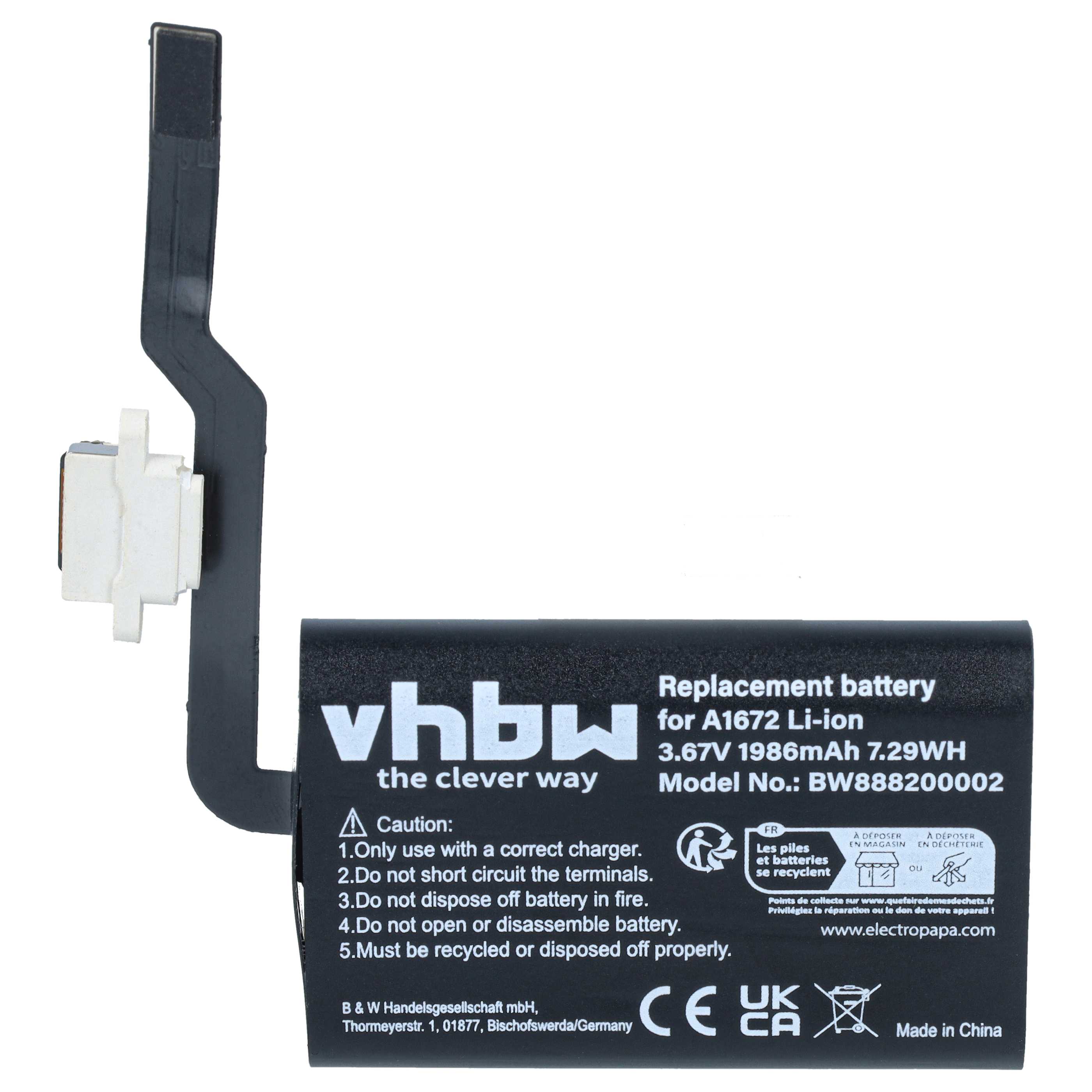 Computer Mouse Battery replaces Apple 020-00633, 020-00634 - 1986 mAh 3.67 V Li-Ion