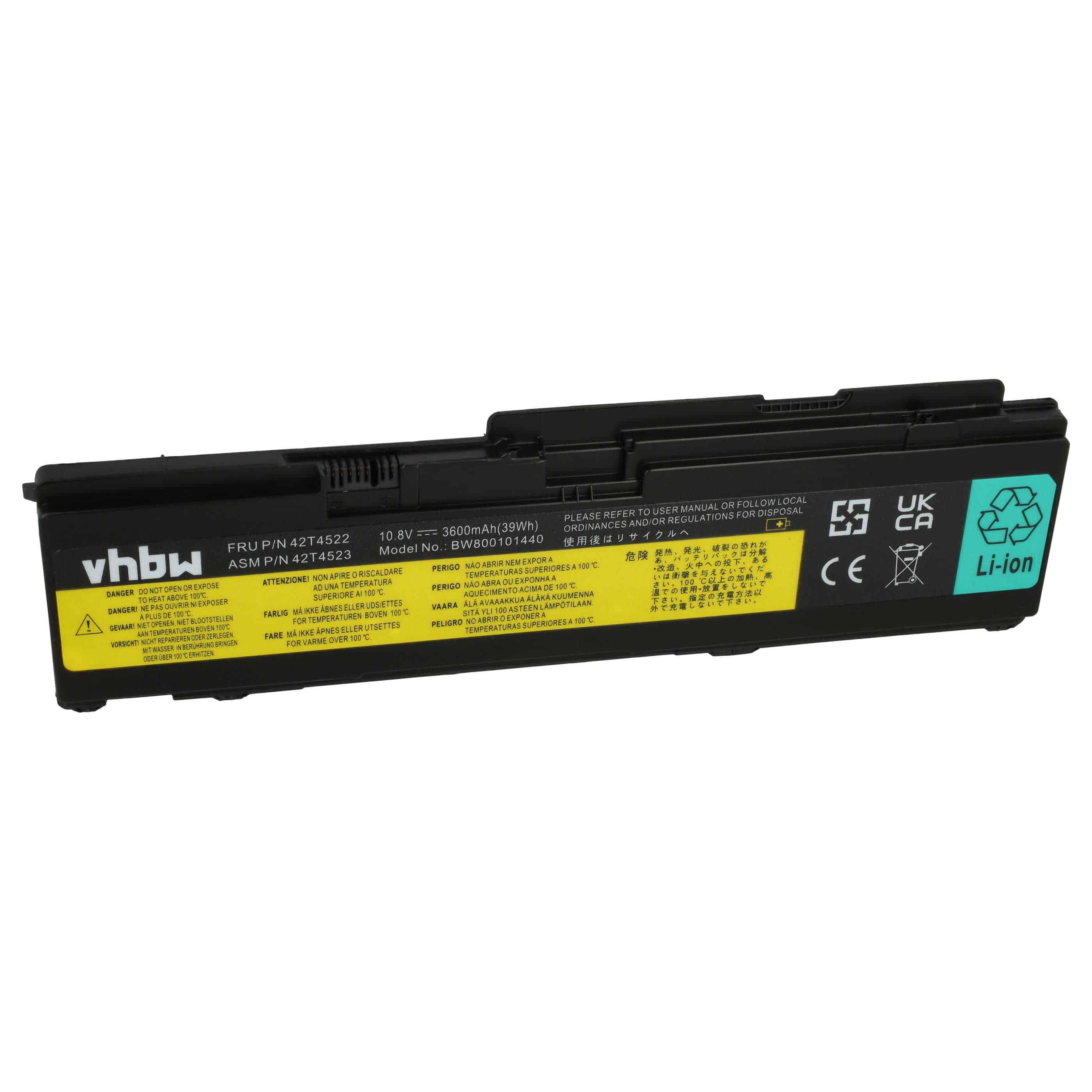 Akumulator do laptopa zamiennik IBM Lenovo 43R1965, 43R1967, ASM 42T4519 - 3600 mAh 10,8 V Li-Ion, czarny