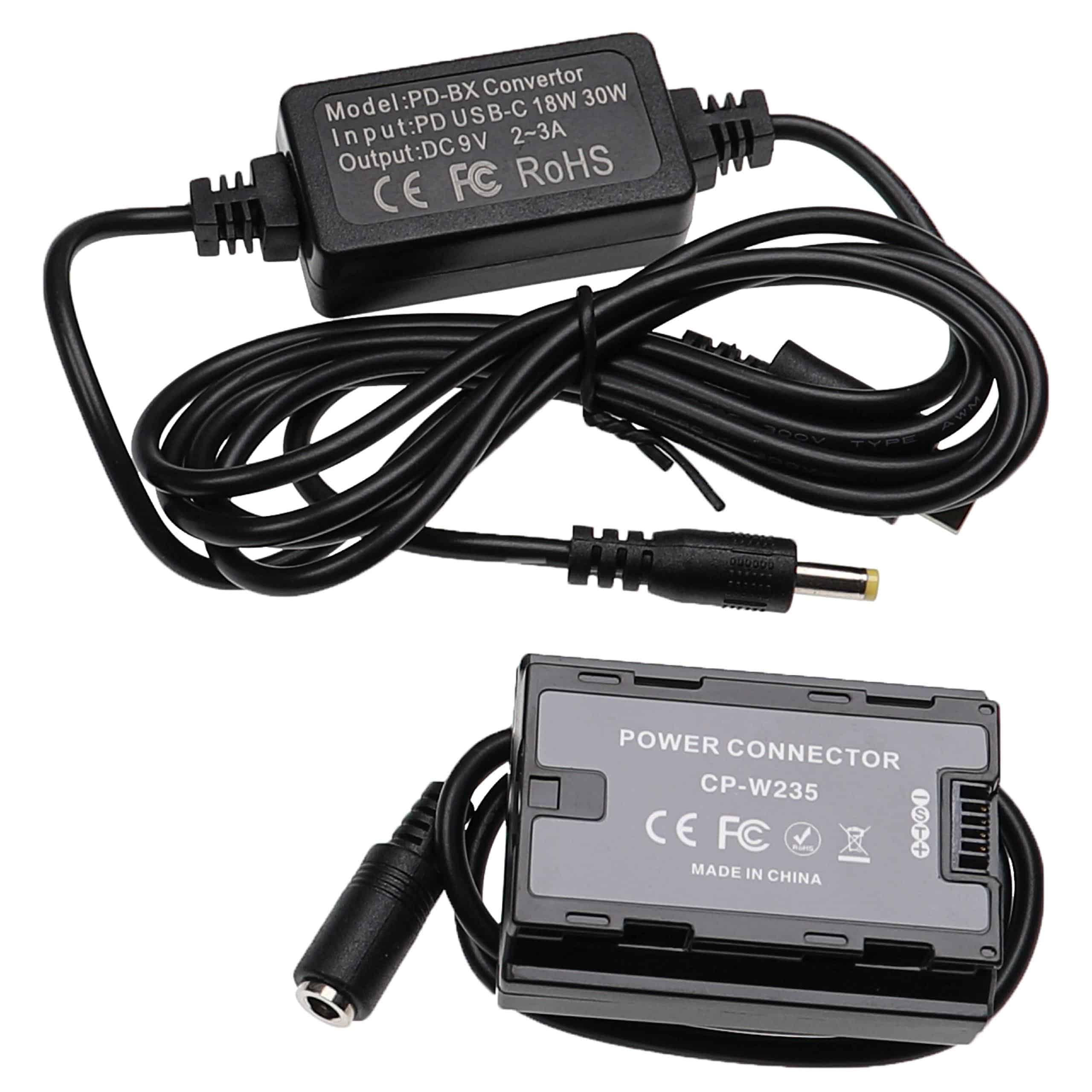 USB Power Supply replaces for Fujifilm Camera + DC Coupler as Fujifilm CP-W235 - 2 m, 9 V 3.0 A