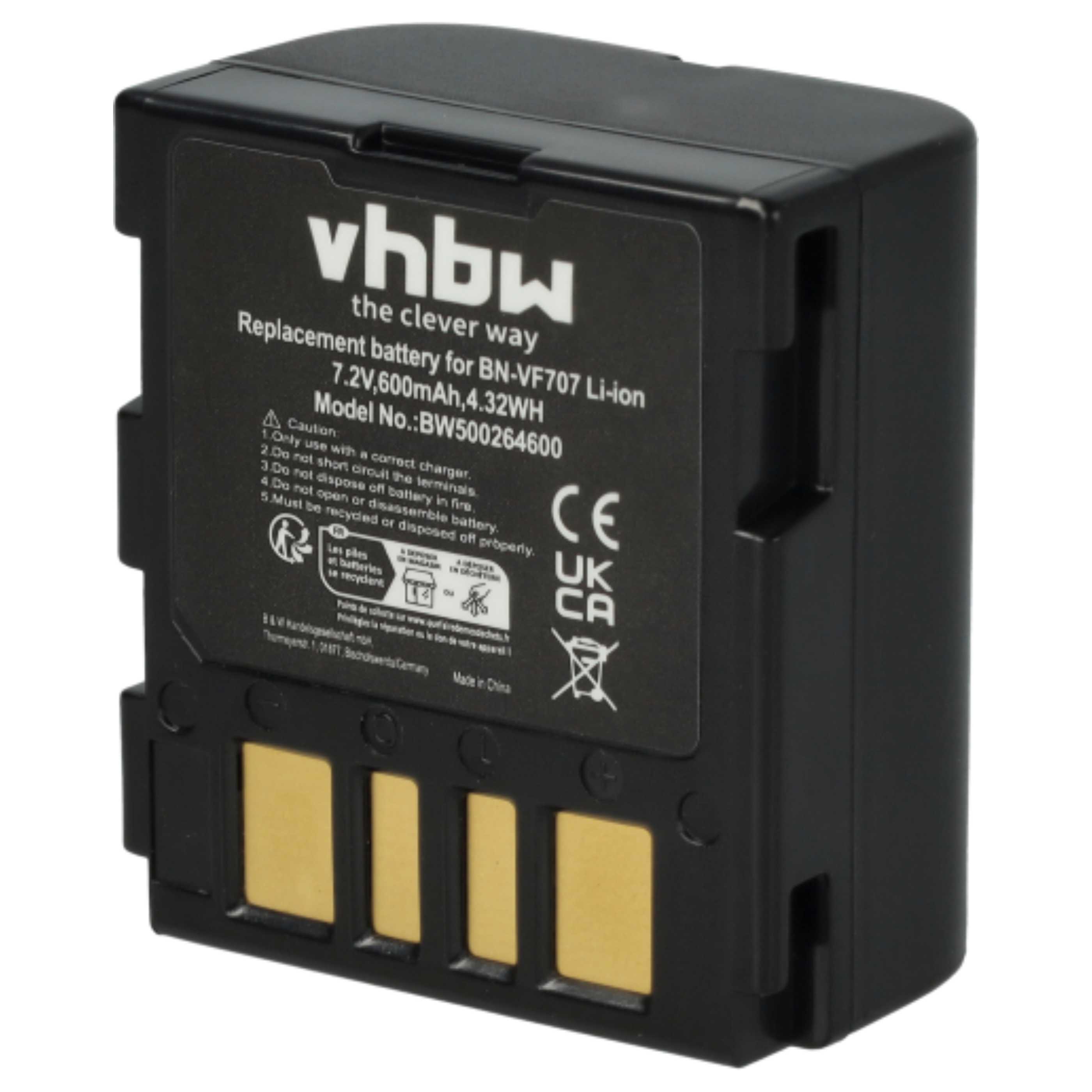 Videocamera 3x Battery replaces JVC BN-VF714, BN-VF707, BN-VF707U, BN-VF733, BN-VF714U - 600 mAh 7.2 V Li-Ion