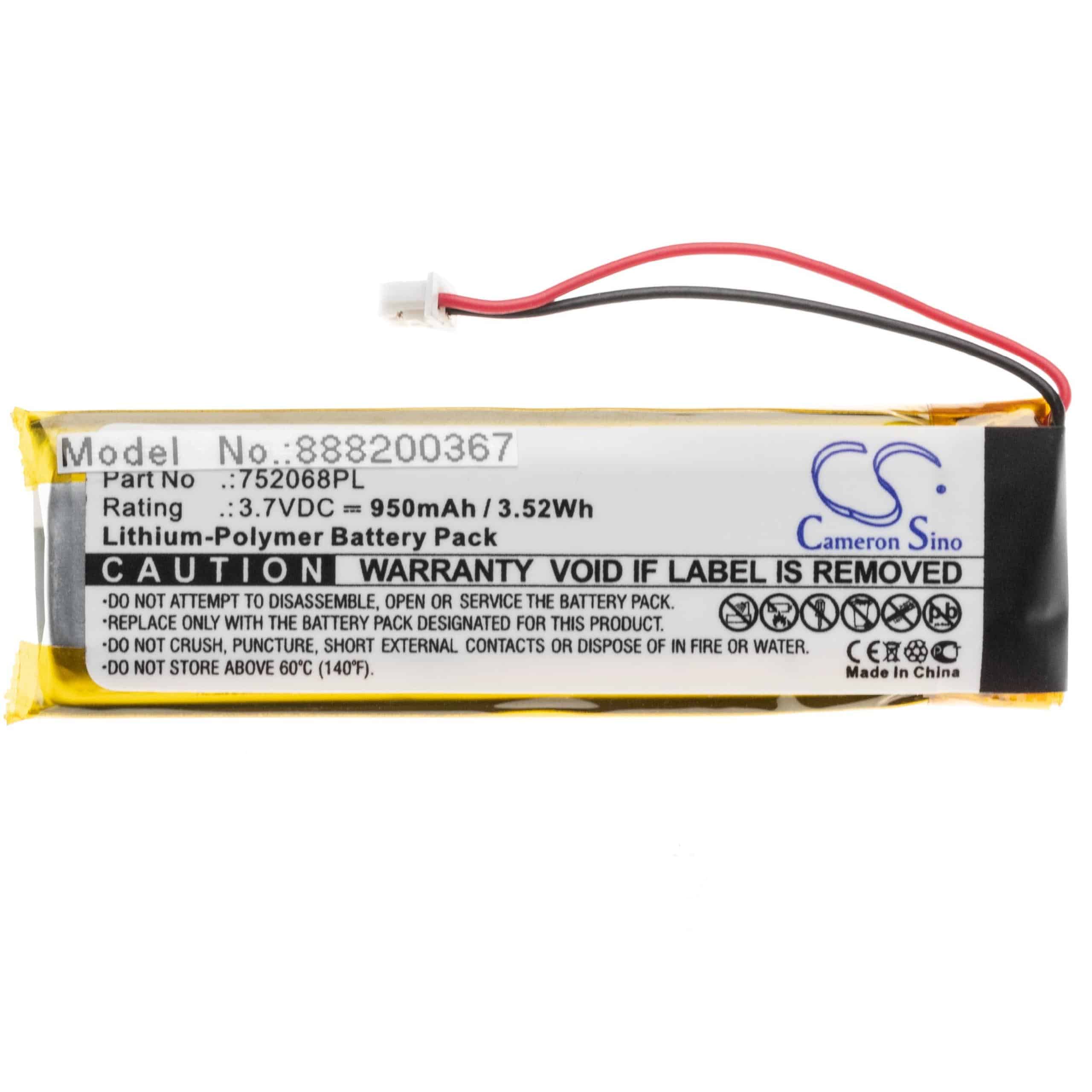 Wireless Headset Battery Replacement for Midland 752068PL - 950mAh 3.7V Li-polymer