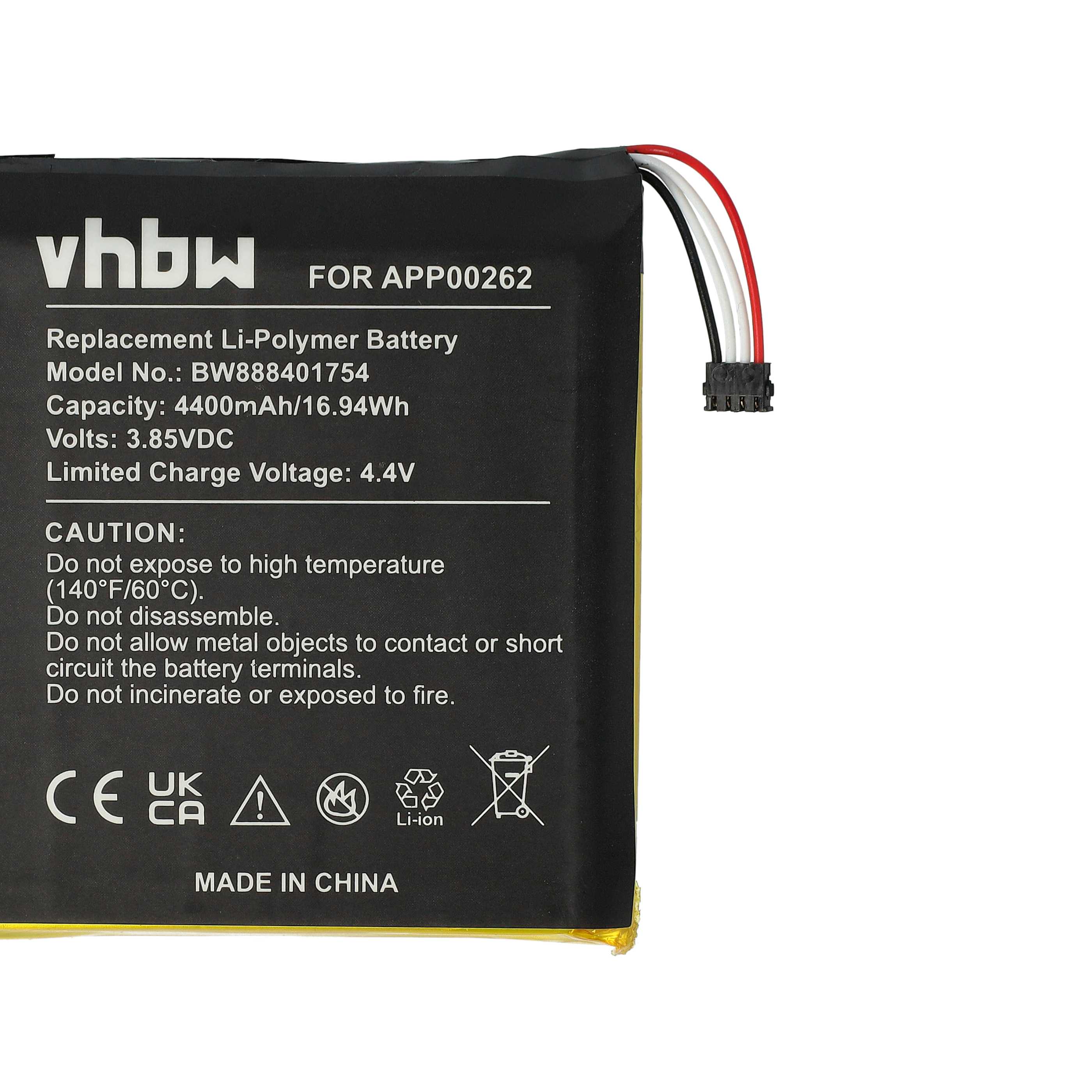 Mobile Phone Battery Replacement for Caterpillar APP00262, 1ICP8/59/66 - 4400 mAh 3.85 V Li-polymer