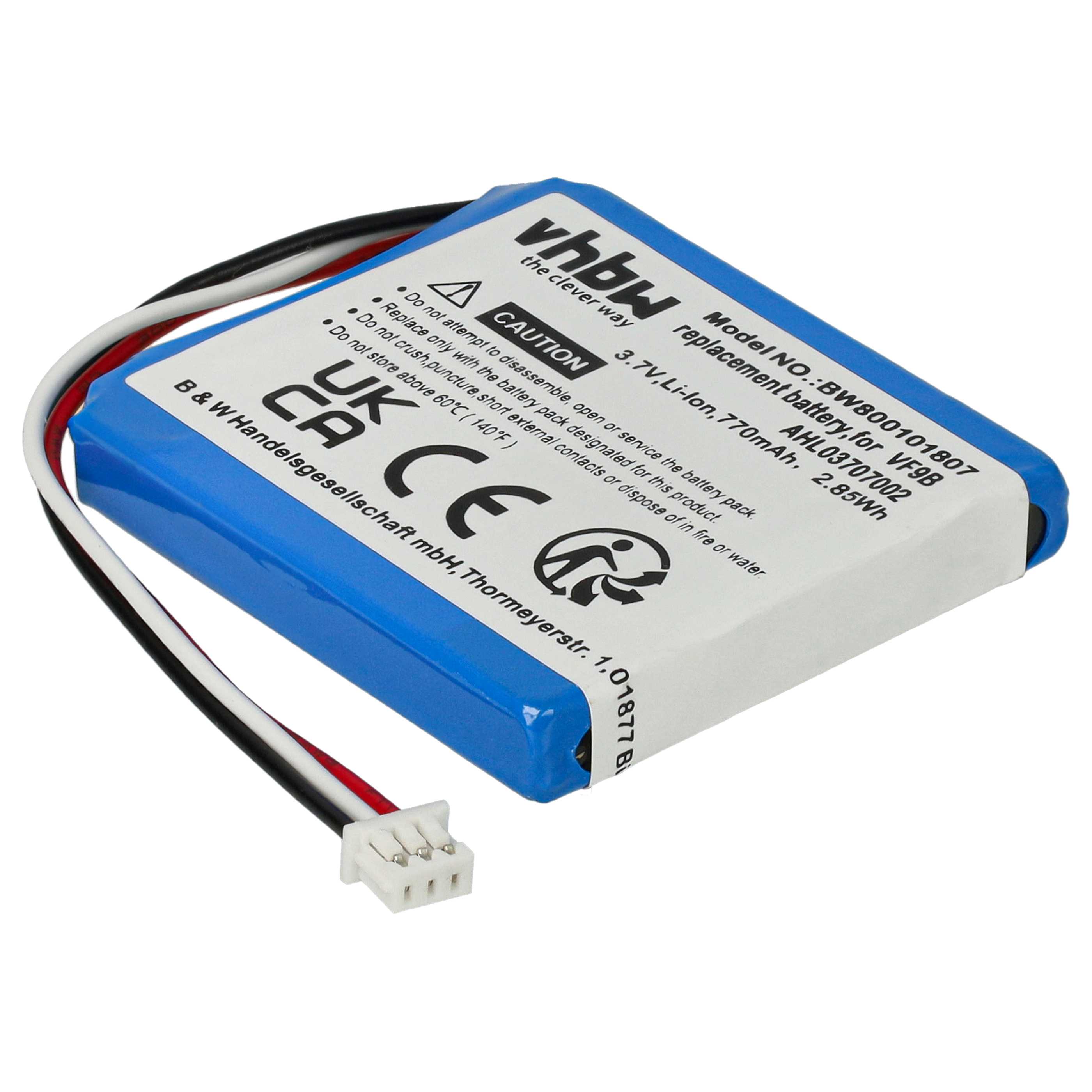 Akumulator do nawigacji GPS zamiennik TomTom VF9B, AHL03706001, AHL03707002, VF9 - 770 mAh 3,7 V Li-Ion