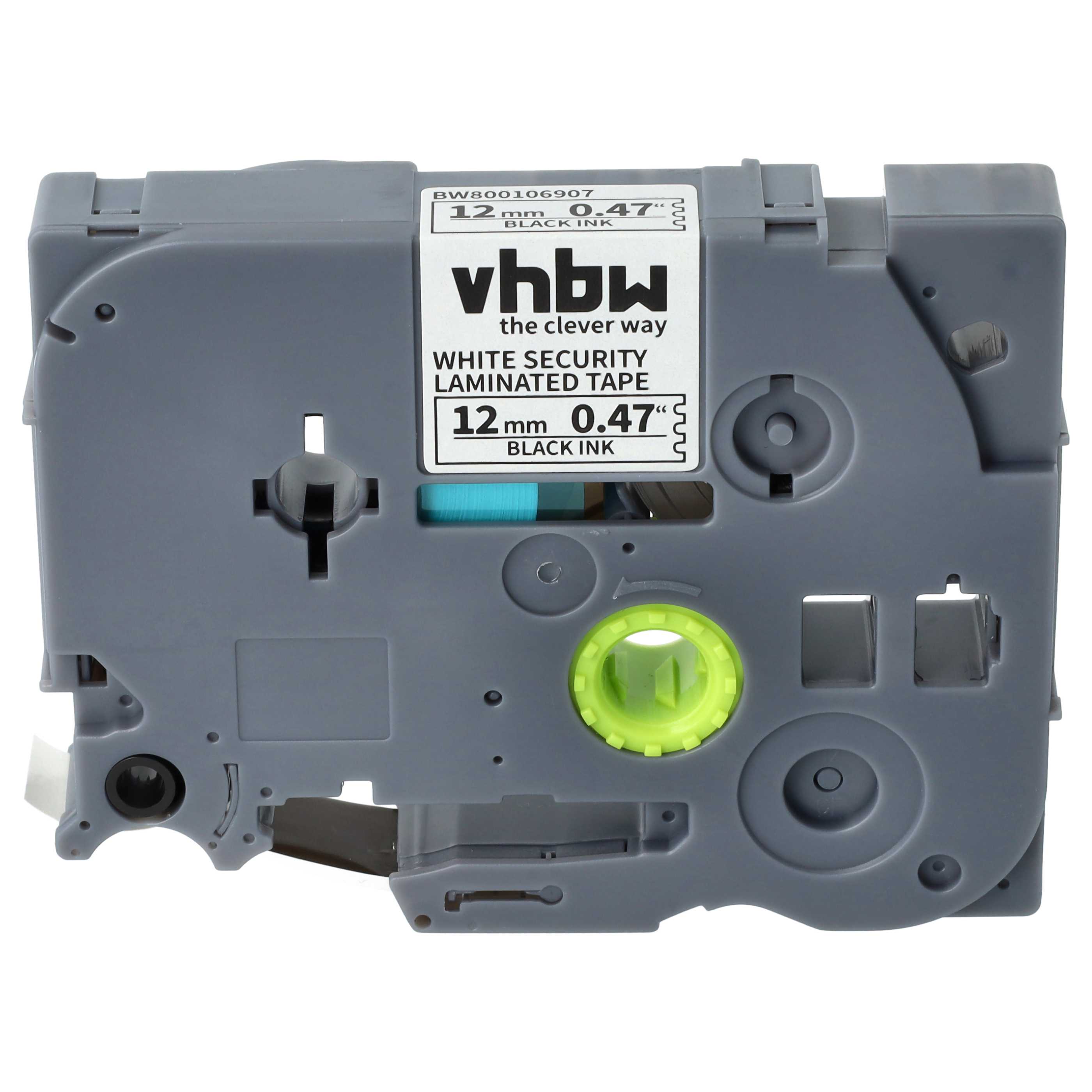 5x Label Tape replaces Brother TZE-SE3, TZ-SE3 - 12 mm Black to White