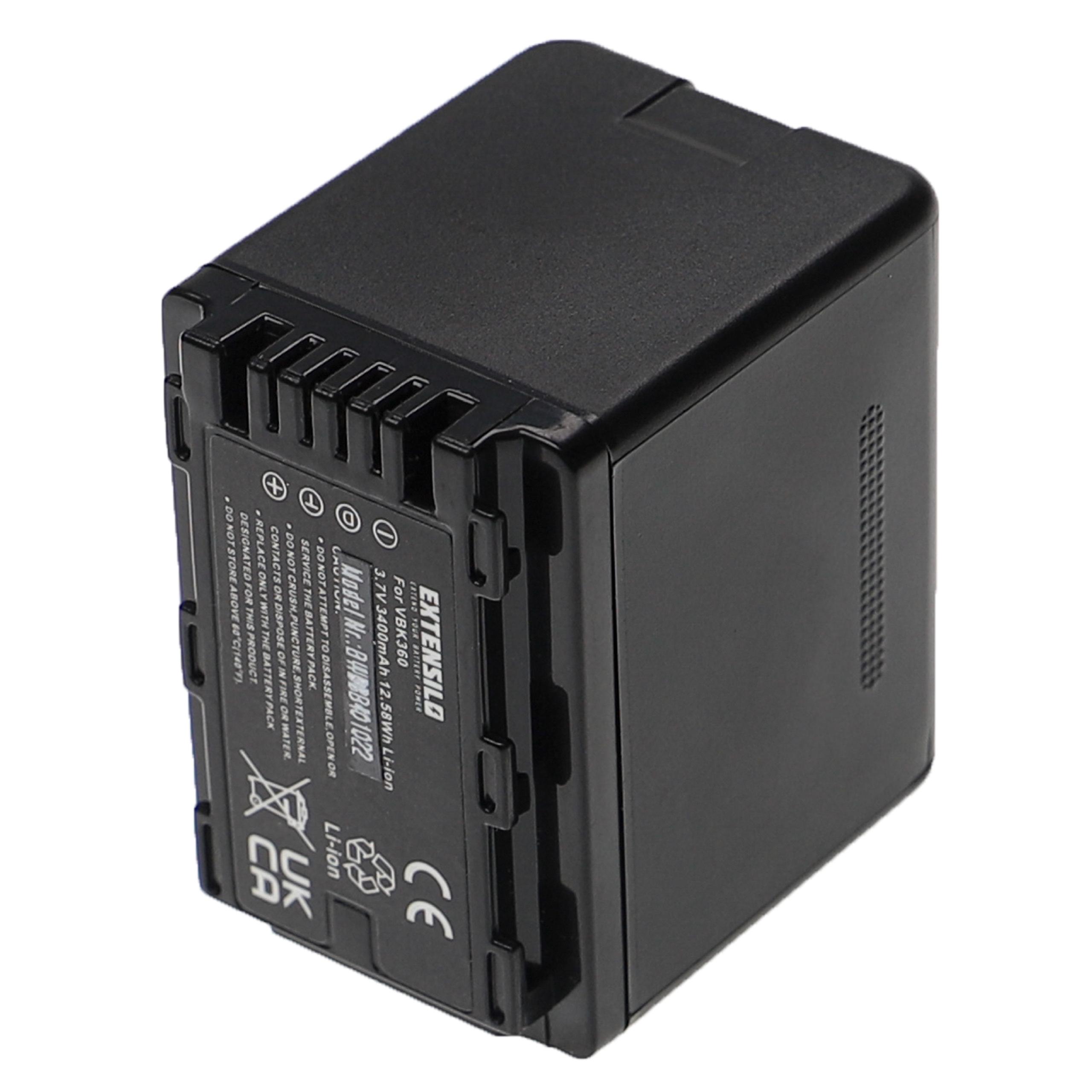 Batteria sostituisce Panasonic VW-VBK360 per fotocamera Panasonic - 3400mAh 3,7V Li-Ion