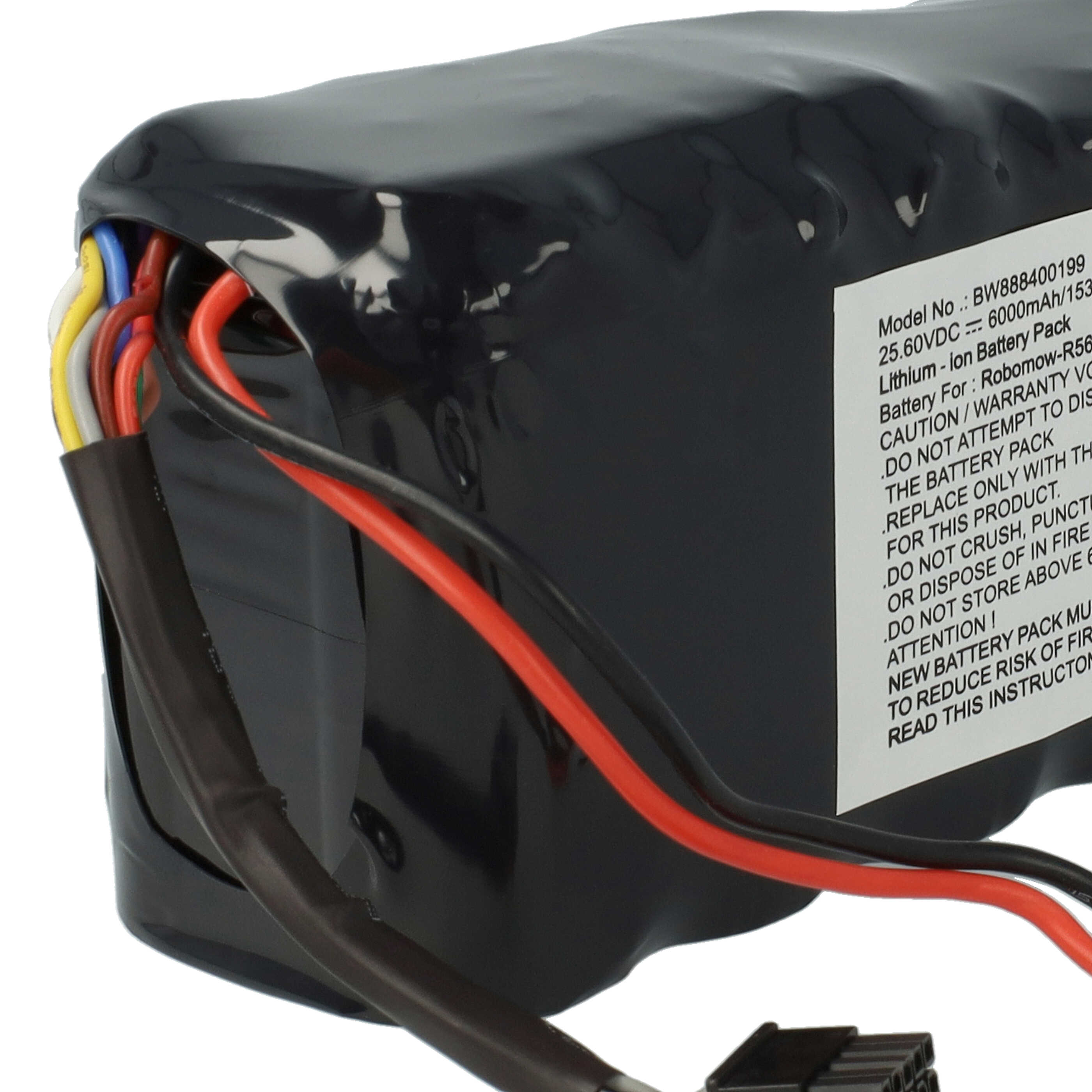 Batteria sostituisce Robomow MRK6105A per dispositivo da giardinaggio Wolf Garten - 6000mAh 25,6V Li-Ion
