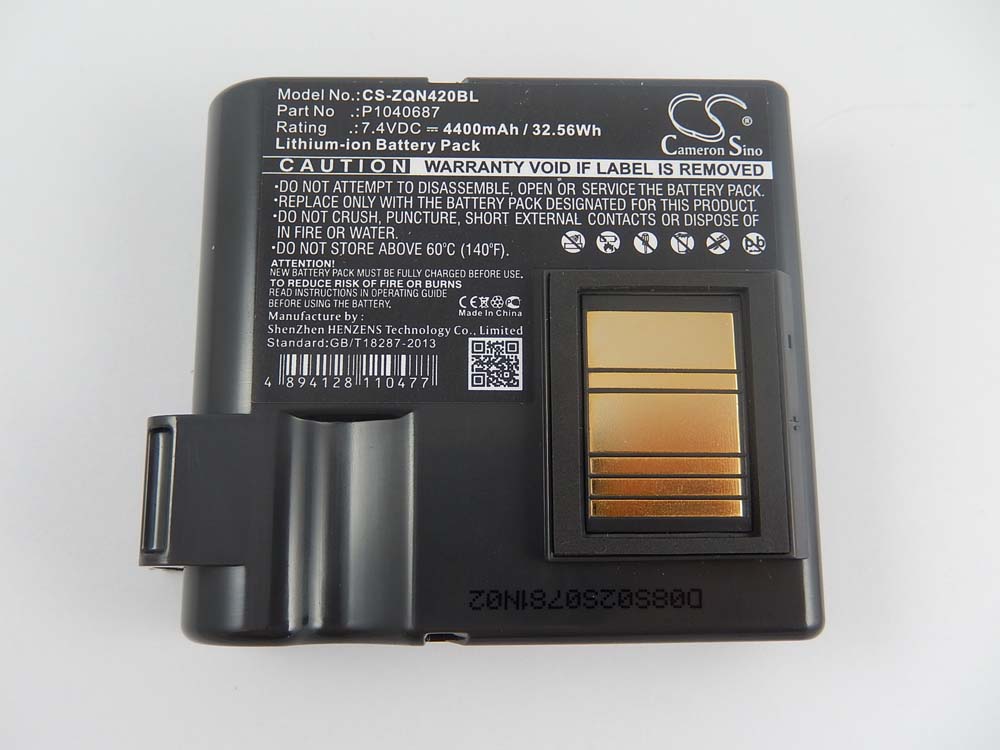 Batterie remplace Zebra BTRY-MPP-68MA1-01 pour imprimante - 4400mAh 7,4V Li-ion