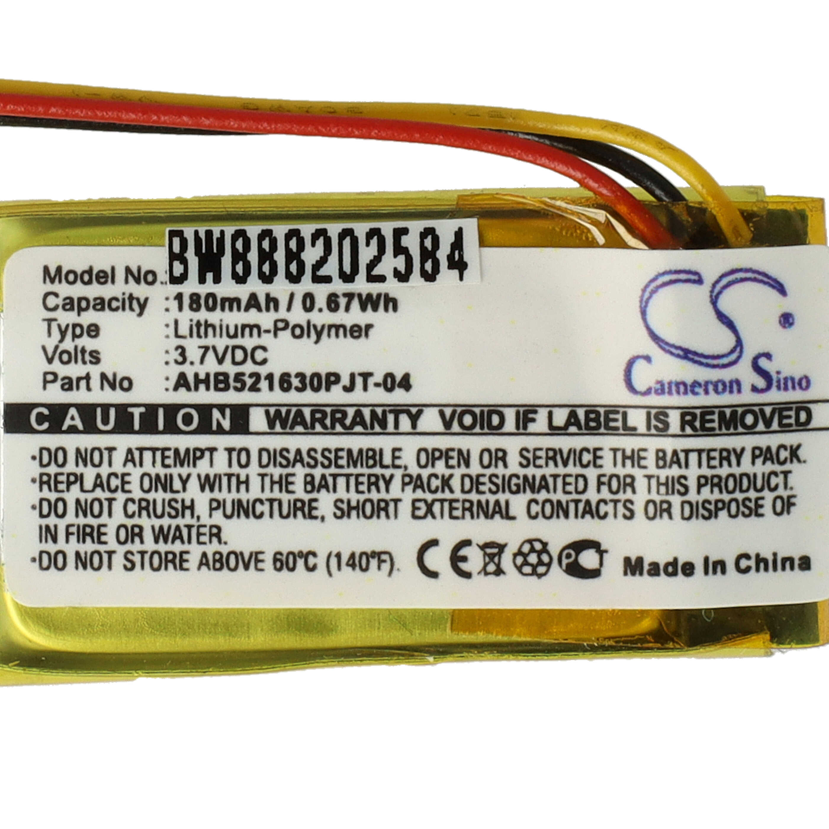 Akumulator bateria do myszki zamiennik Logitech 533-000151, AHB521630, 533-000069 - 180 mAh 3,7 V LiPo