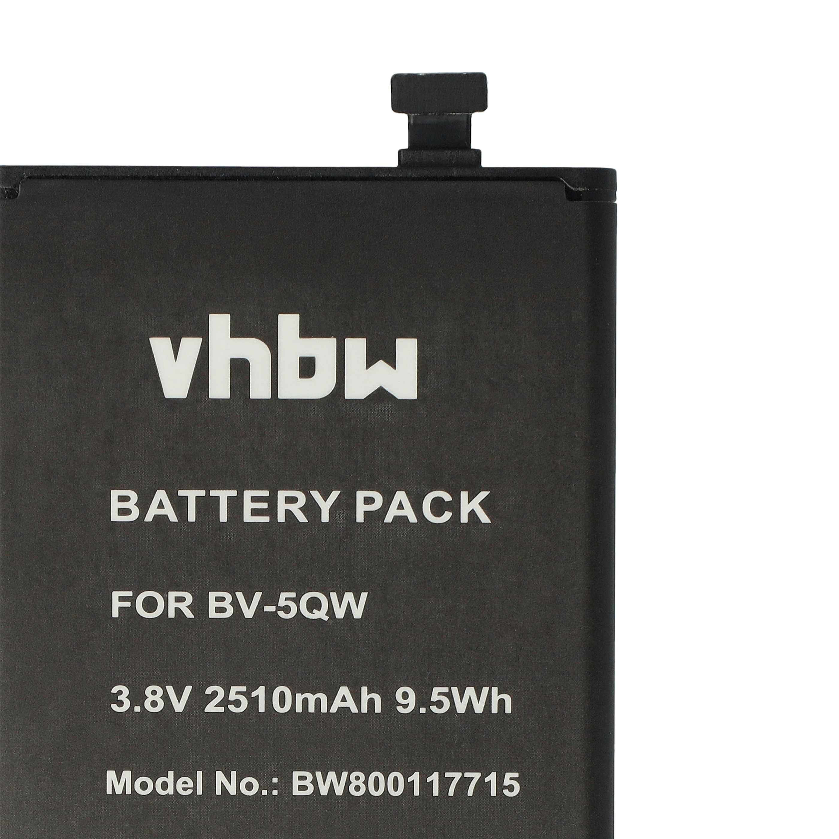 Batterie remplace Microsoft / Nokia BV-5QW pour téléphone portable - 2510mAh, 3,8V, Li-ion