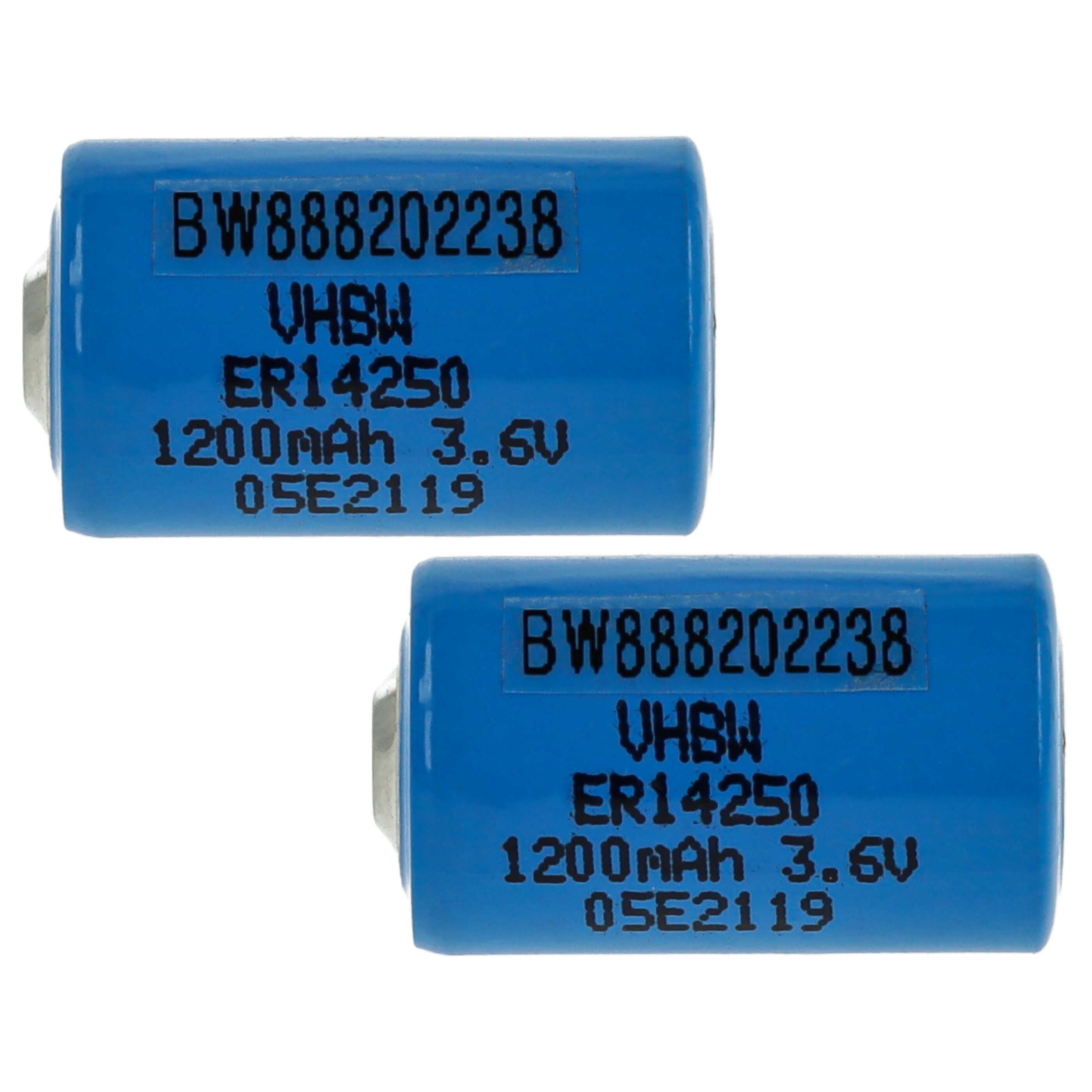 ER14250 Spezial-Batterie (2 Stück) als Ersatz für 1/2AA, 1770-XZ, 3B26, 418-0076 - 1200mAh 3,6V Li-SOCl2