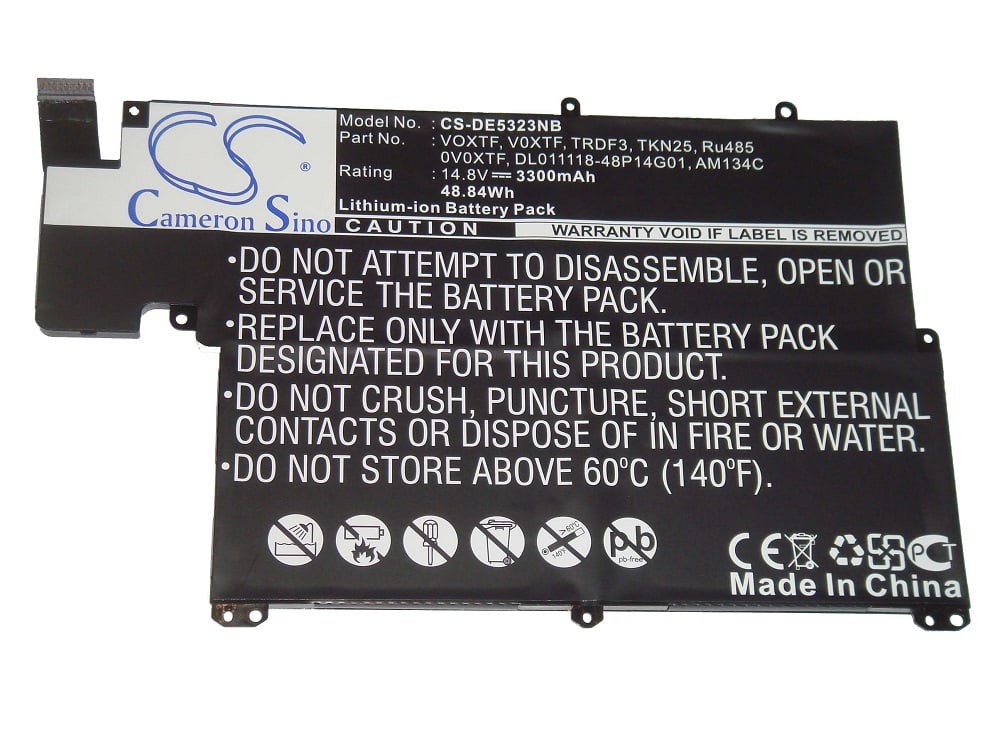 Notebook Battery Replacement for Dell AM134C, DL011118-48P14G01, 0V0XTF - 3300 mAh 14.8 V Li-polymer, black