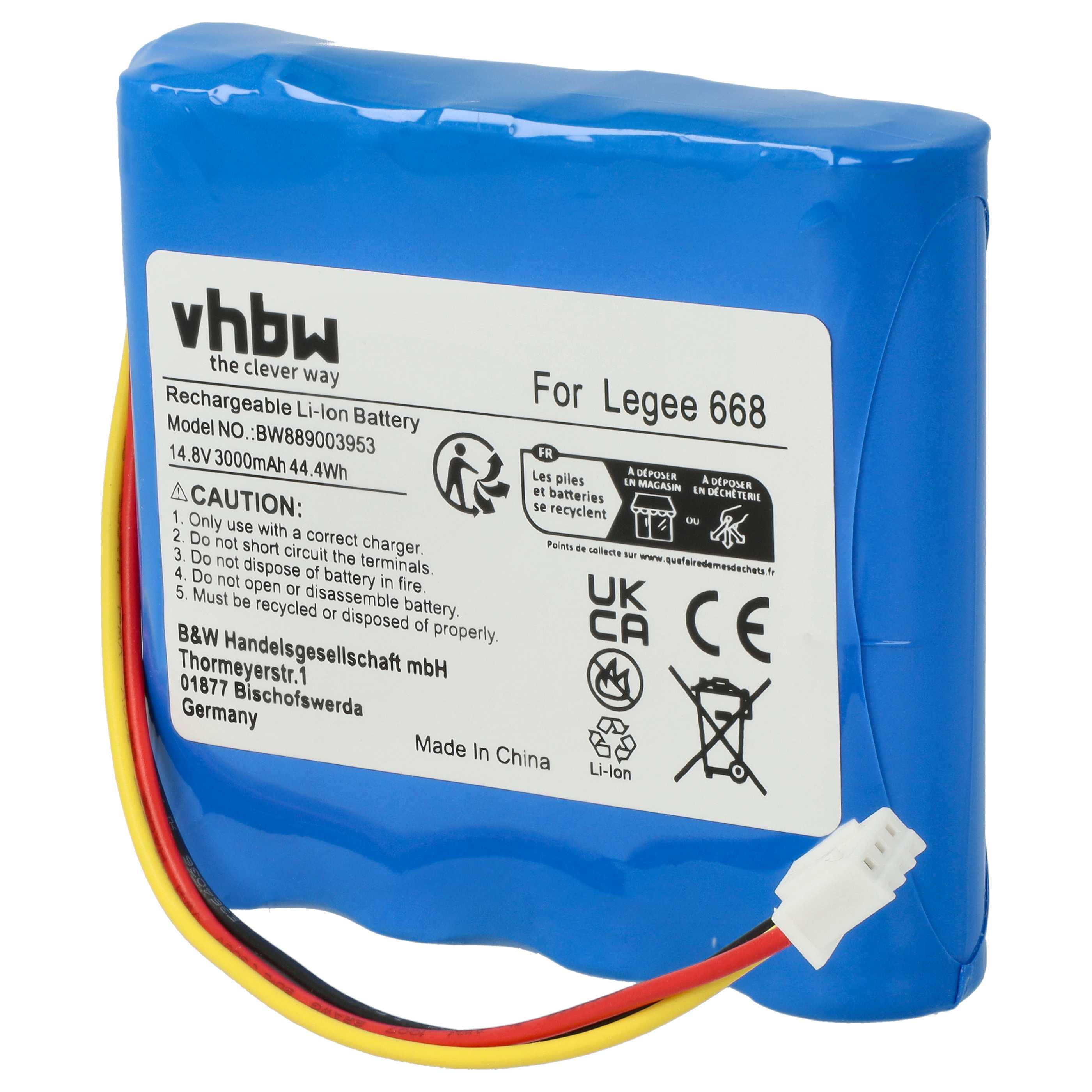 Battery replaces Hobot HB668P108 for Hobot 3000mAh, 14.8V, Li-Ion