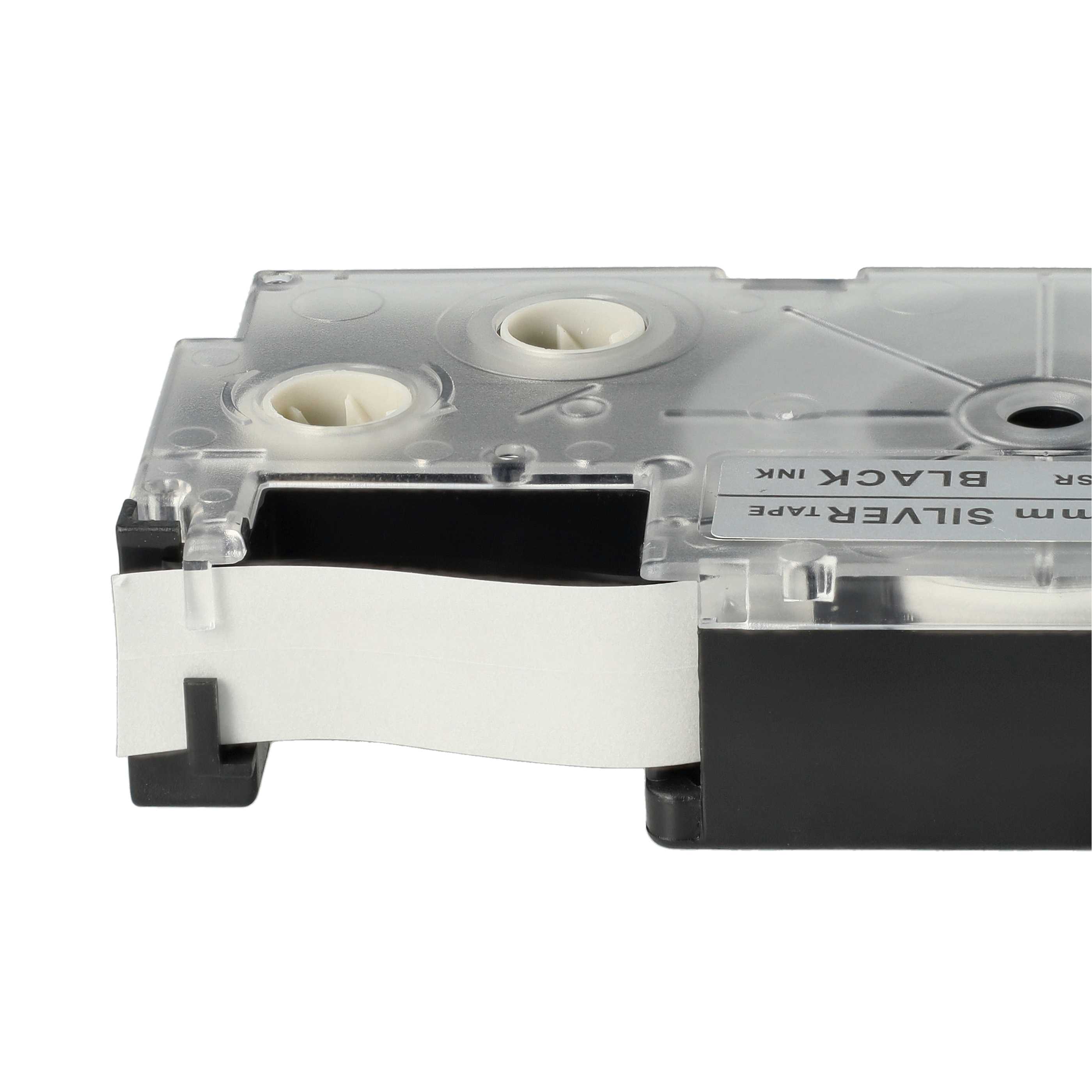 Cassetta nastro sostituisce Casio XR-12SR, XR-12SR1 per etichettatrice 12mm nero - argentato