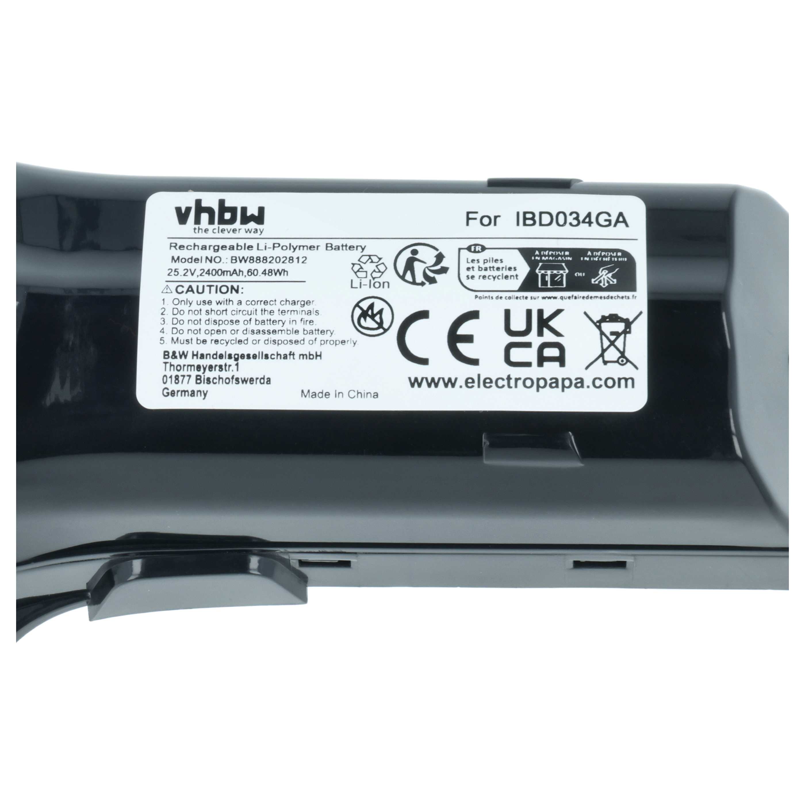 Akku als Ersatz für Philips IBD034GA, 300000517621, 300000517631, 6.27.40.08-0 für Philips Staubsauger - 2400mAh 25,2V Li-Ion