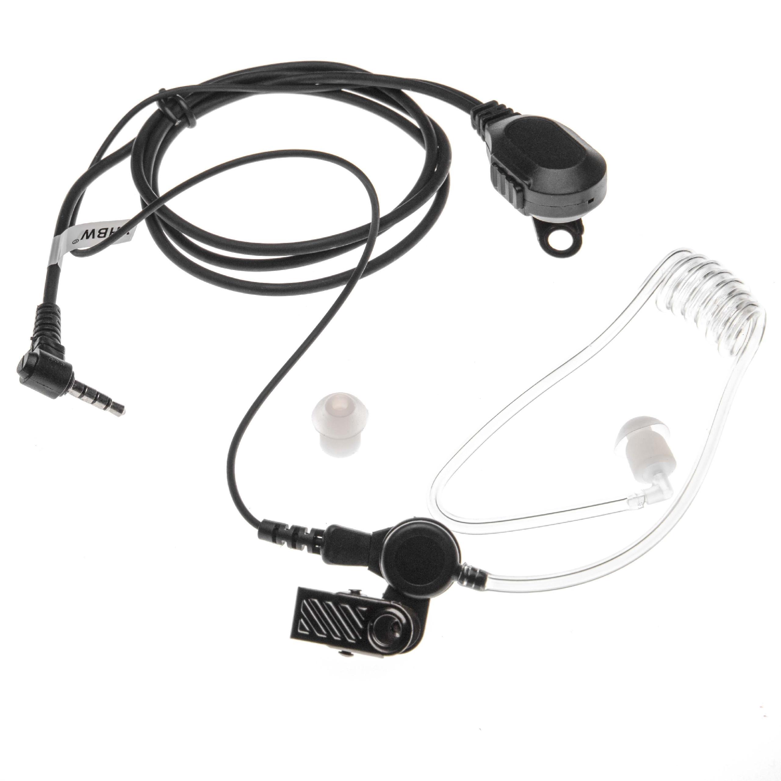 Security Radio Headset suitable for Yaesu VX-2R - with PTT Microphone + Clip Mount + phonowire