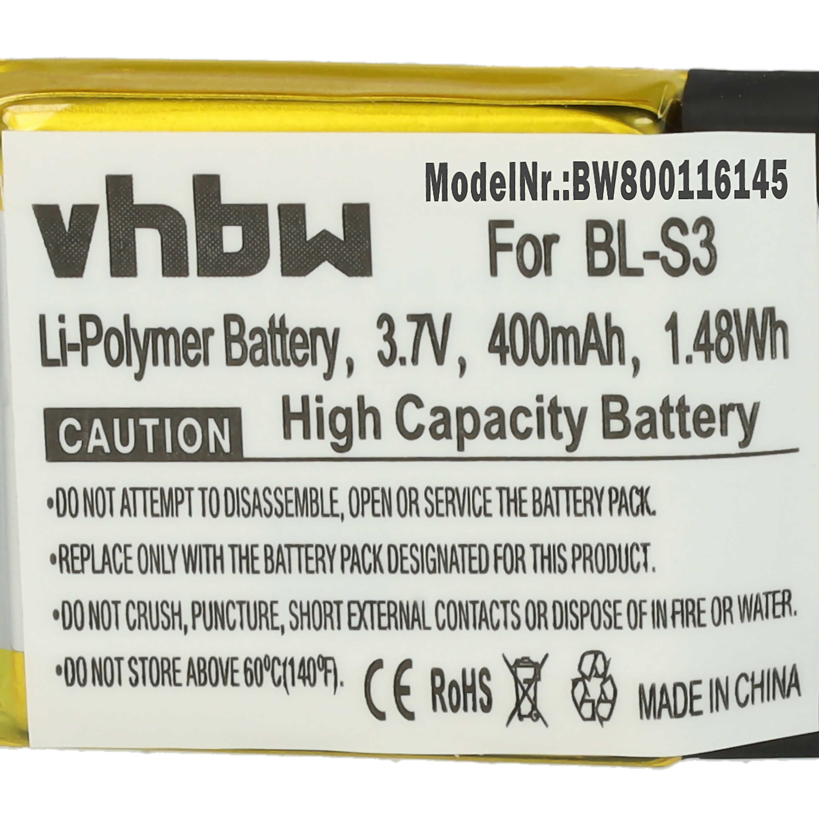 Smartwatch Battery replaces LG EAC62618501, BL-S3 - 400 mAh 3.7 V Li-polymer + Tools