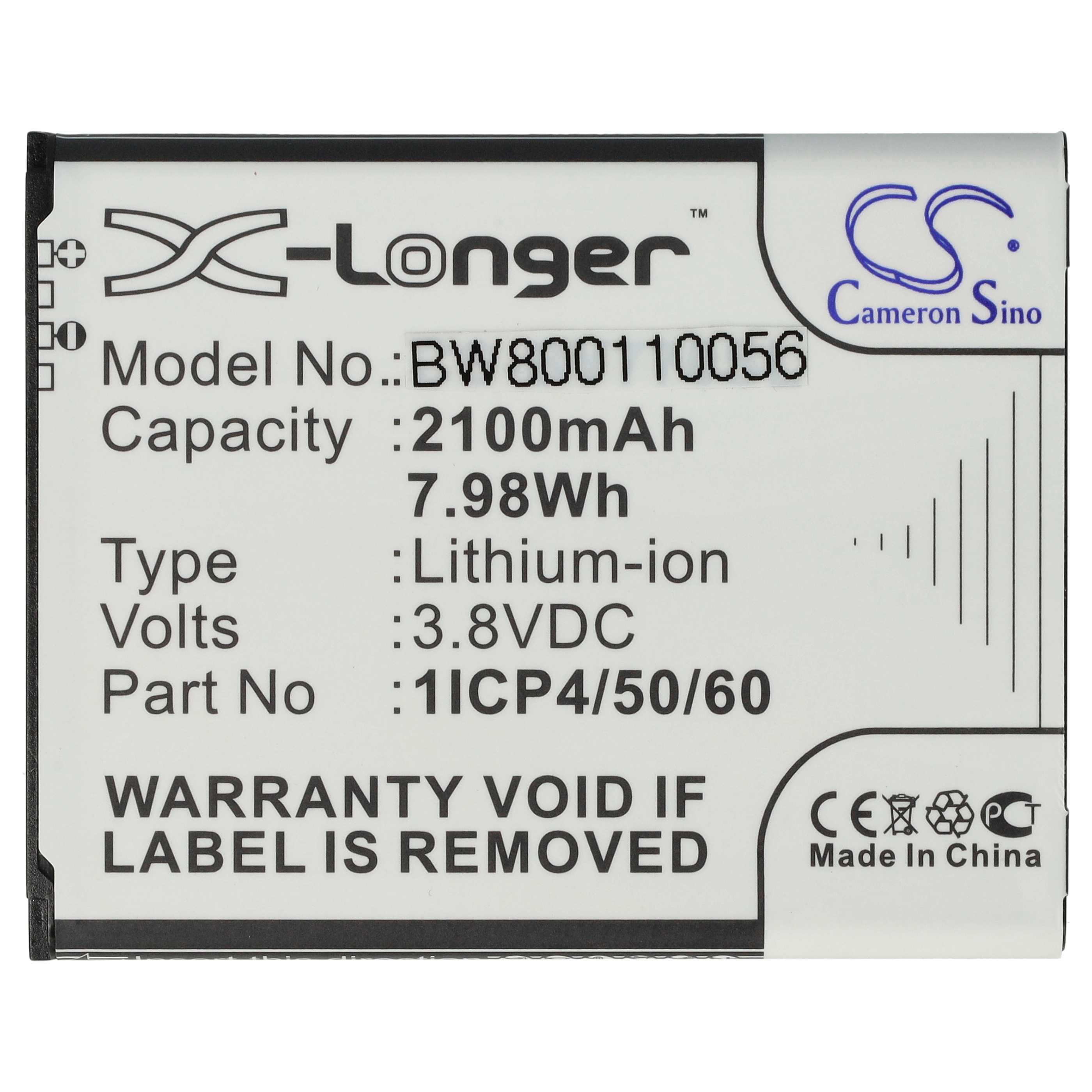 Baby Monitor Battery replaces 1ICP4/50/60-210AR - 2100 mAh 3.8 V Li-Ion