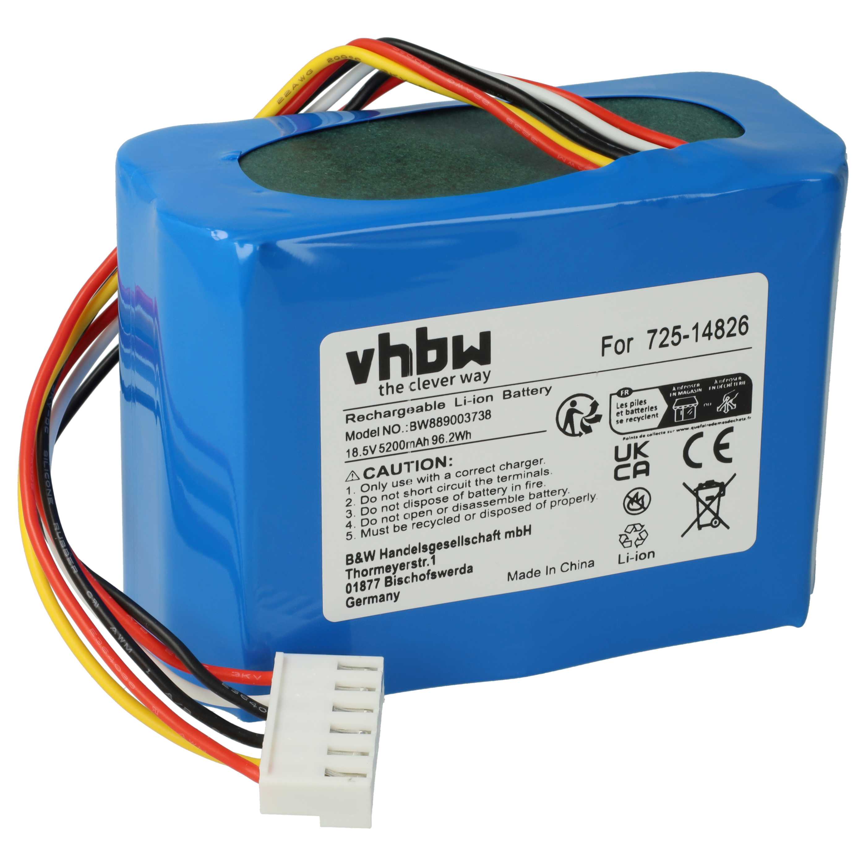 Batteria sostituisce Cub Cadet 725-14826, 725-14827, 725-18426 per tagliaerba Robomow - 5200mAh 18,5V Li-Ion