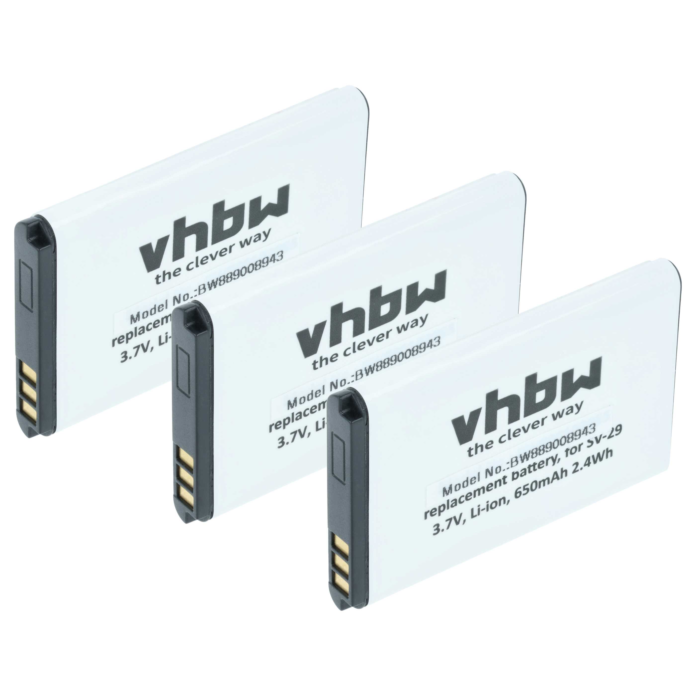 3x Akumulator do telefonu smartfona zamiennik Alcatel RTR001F01, 10000058 - 650 mAh 3,7 V Li-Ion