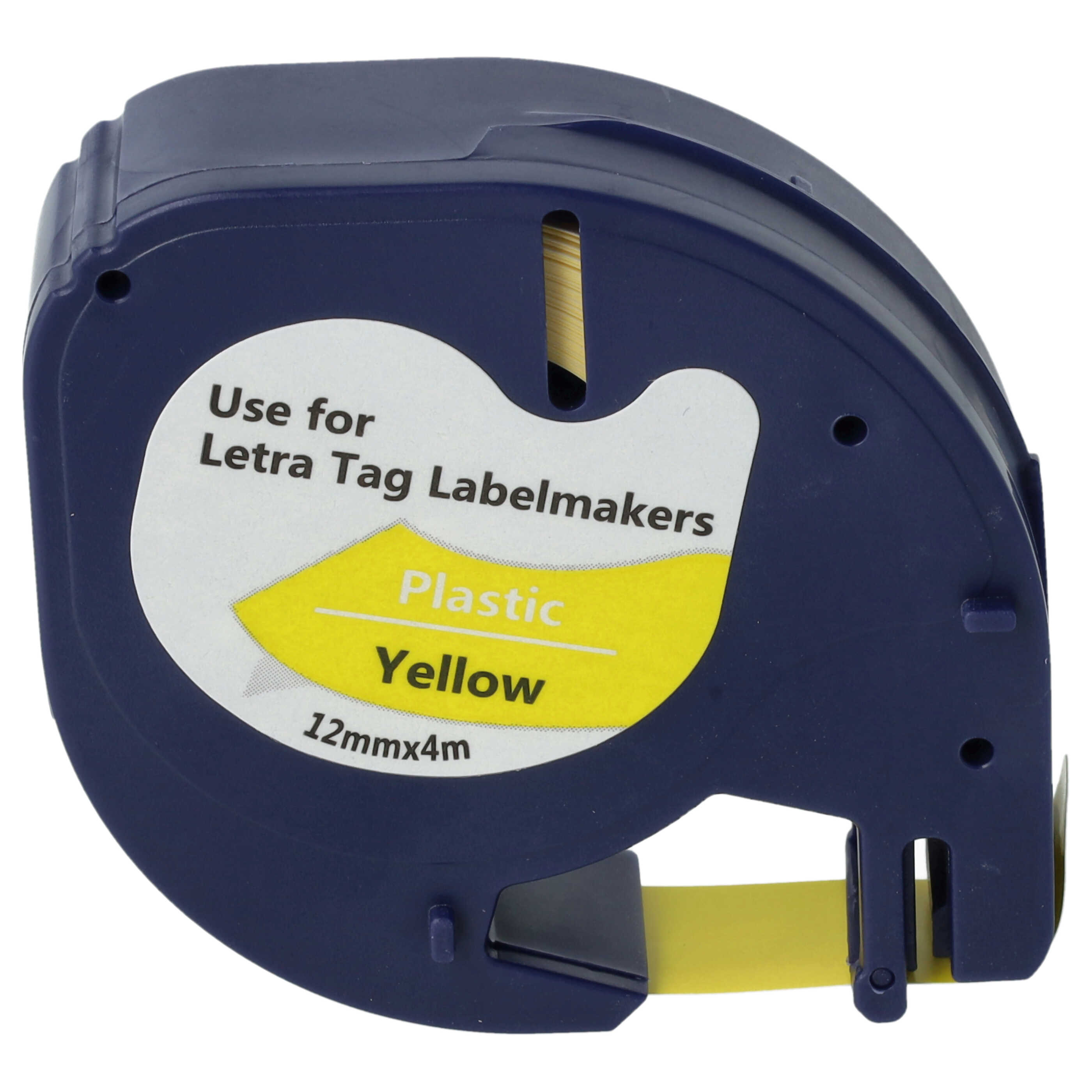 Label Tape as Replacement for Dymo 91202 - 12 mm Black to Yellow