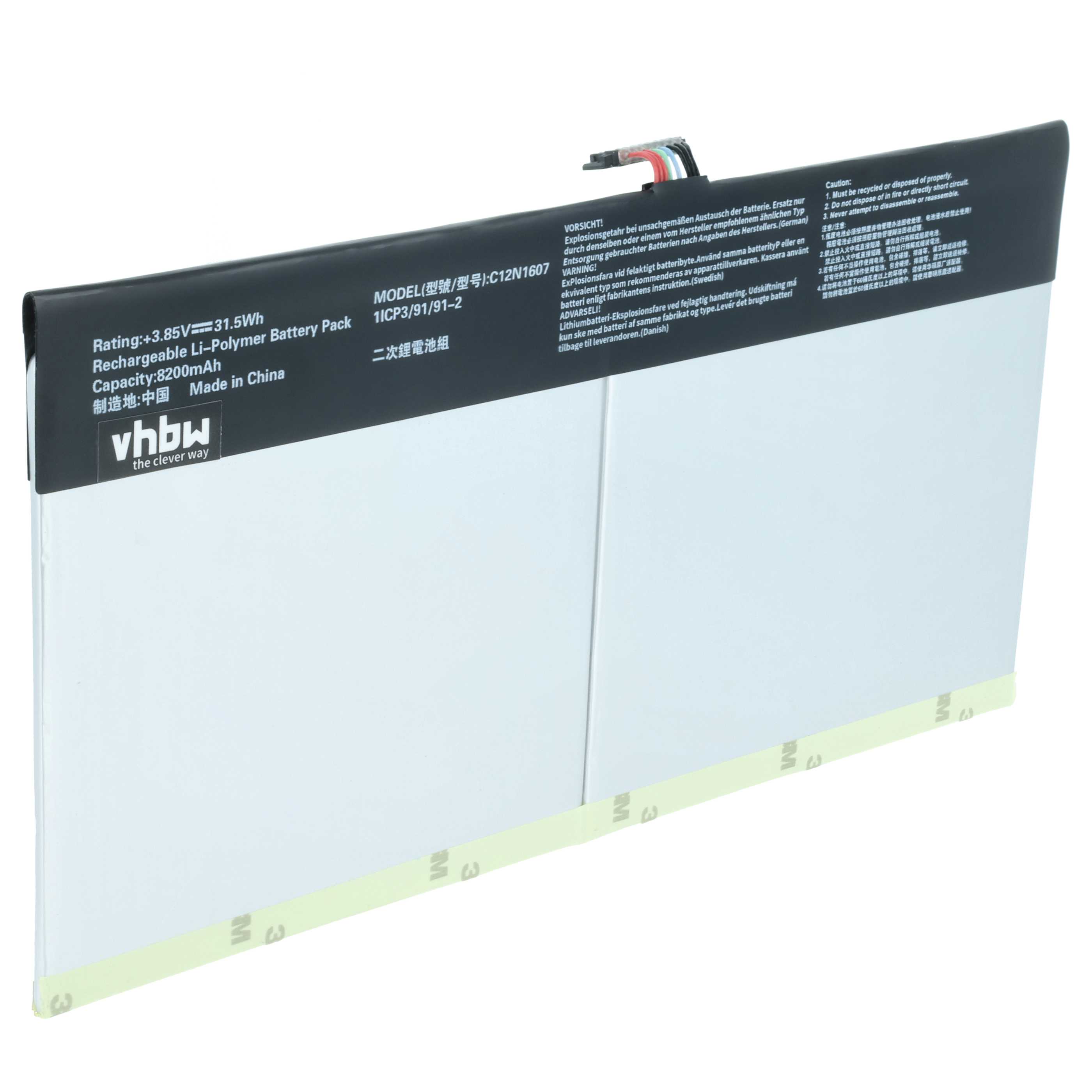 Batteria per tablet sostituisce Asus 0B200-02230100, 0B200-02230000, C12N1607 - 8200mAh 3,85V Li-Poly