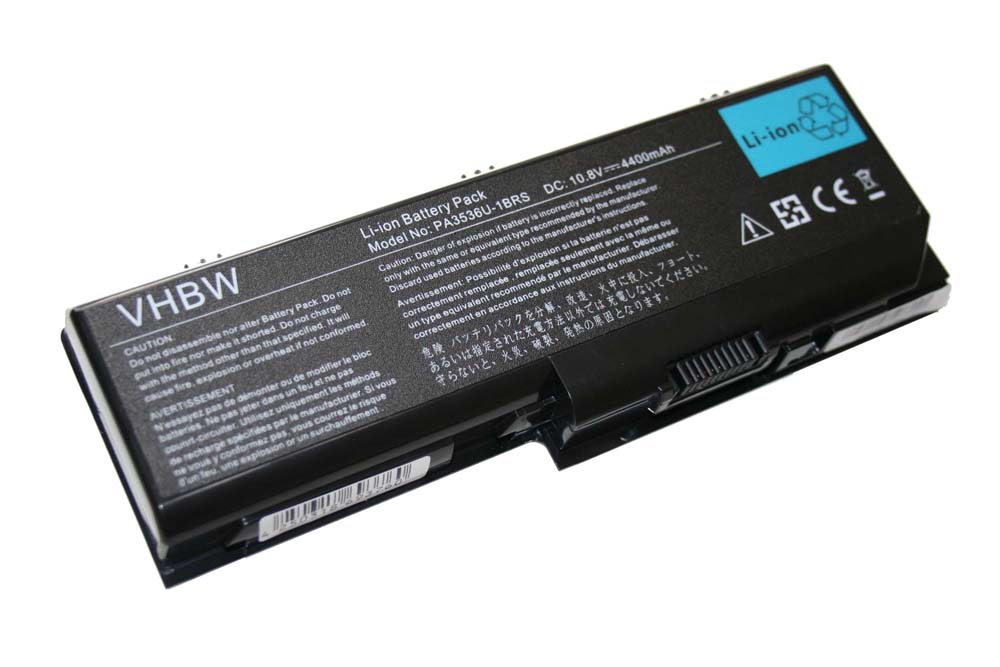 Batterie remplace Toshiba PA3536U-1BAS, PA3536U-1BRS pour ordinateur portable - 4400mAh 11,1V Li-ion, noir
