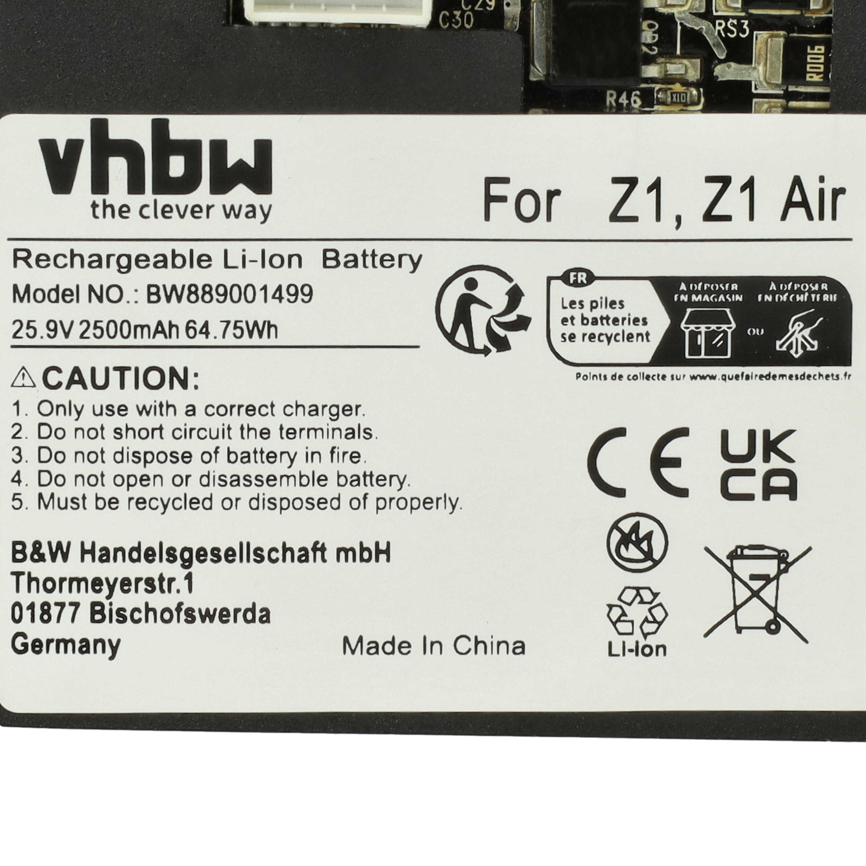 Battery suitable for Roidmi Z1 Air XCQ15RM, XCQ05RM 2500mAh, 25.9V, Li-Ion