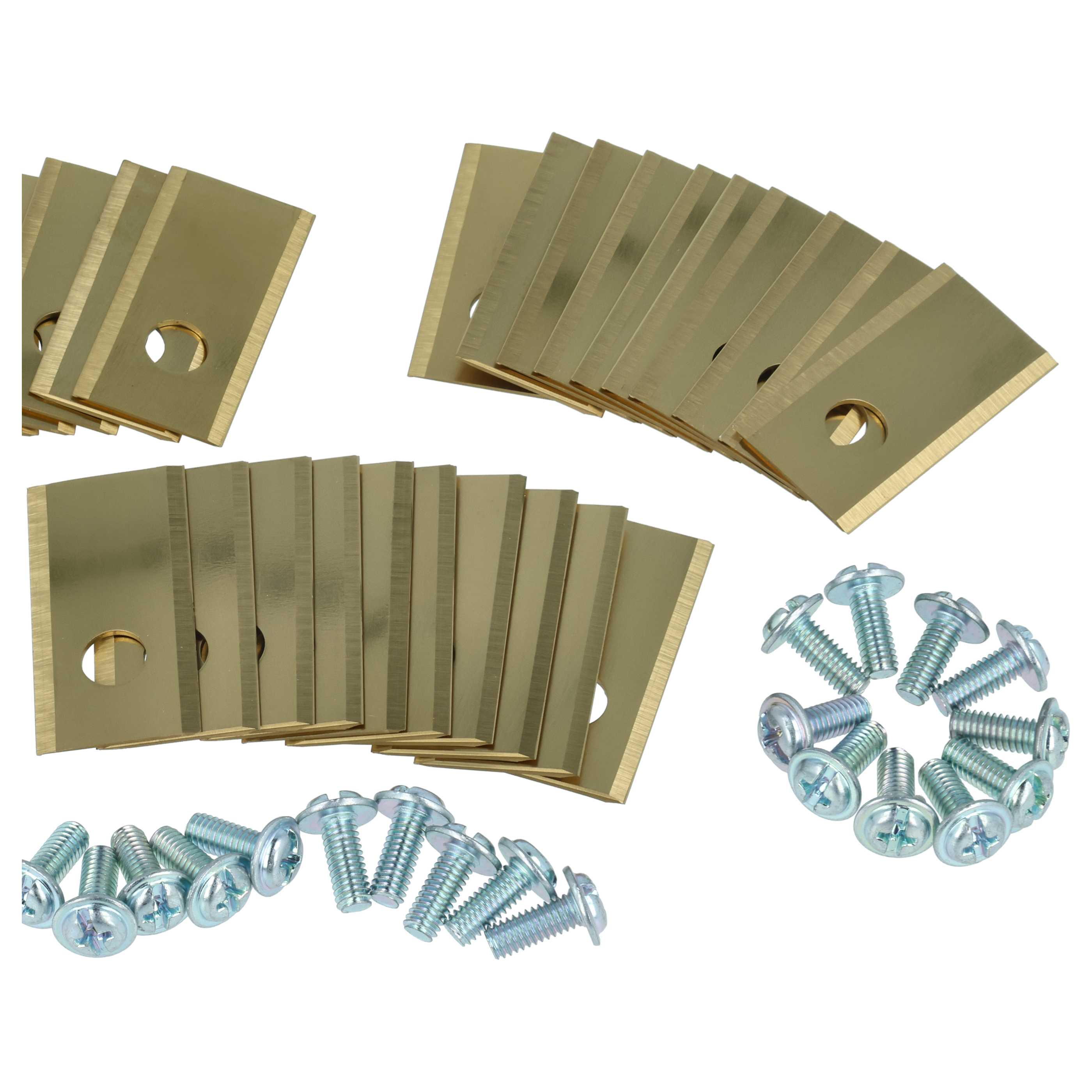 30x Lames pour tondeuse Philips, Scheppach, Worx, Landxcape – Couteaux apatite de titane, Silber Gold