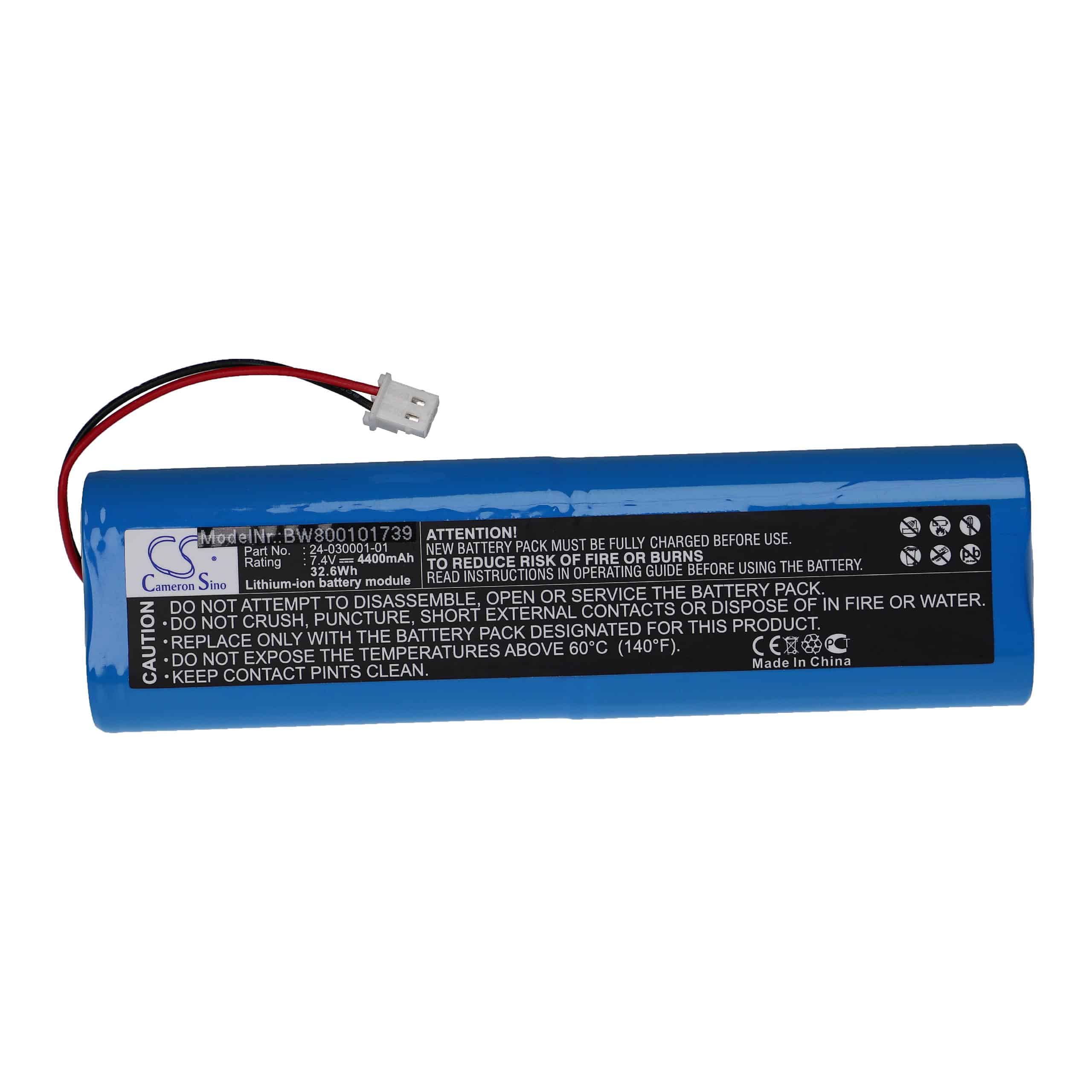 Batería reemplaza Topcon 24-030001-01 para dispositivo medición Topcon - 4400 mAh 7,4 V Li-Ion