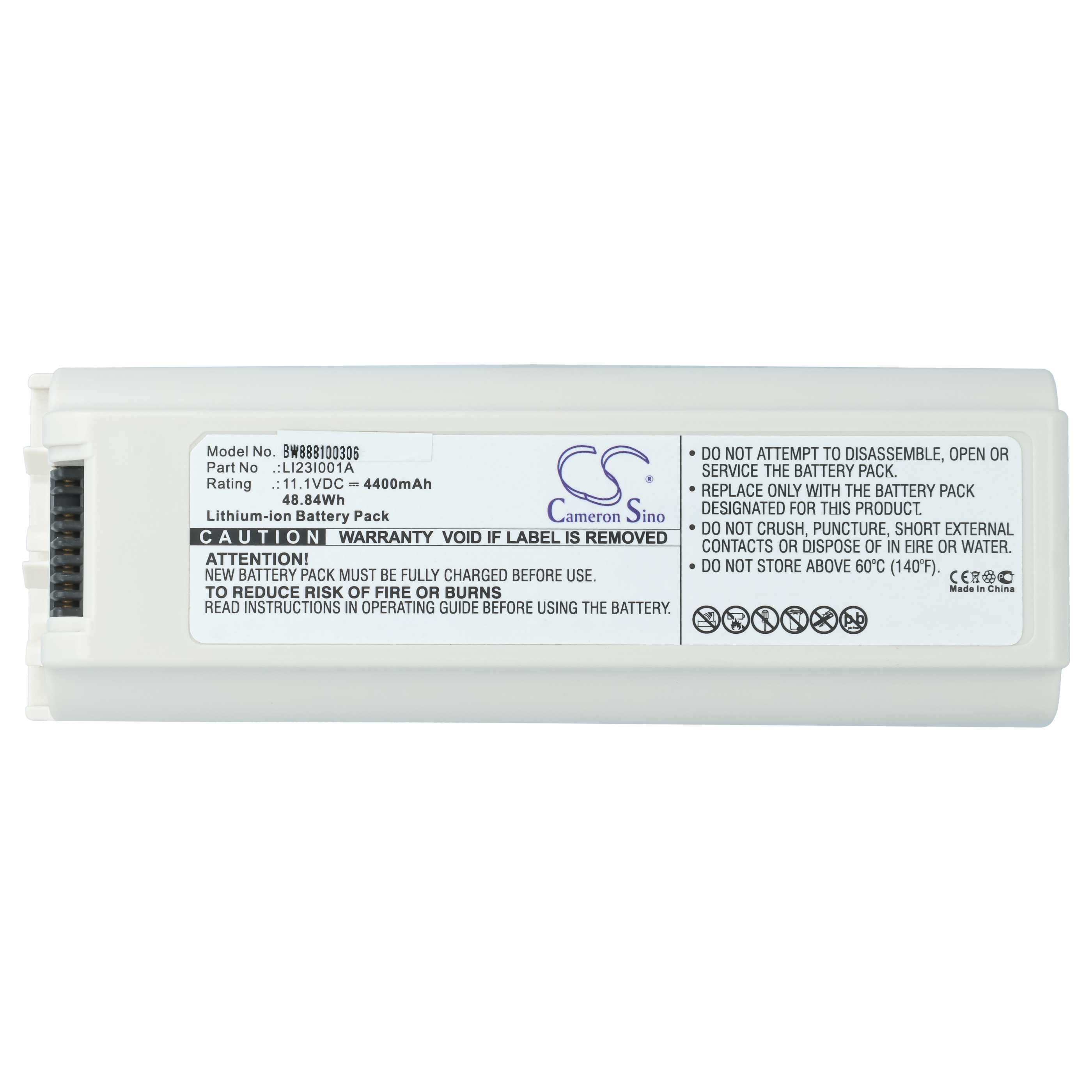 Batería reemplaza Mindray LI23I001A, 2108-30-66176 para tecnología médica (4400 mAh, 11,1 V, Li-Ion)