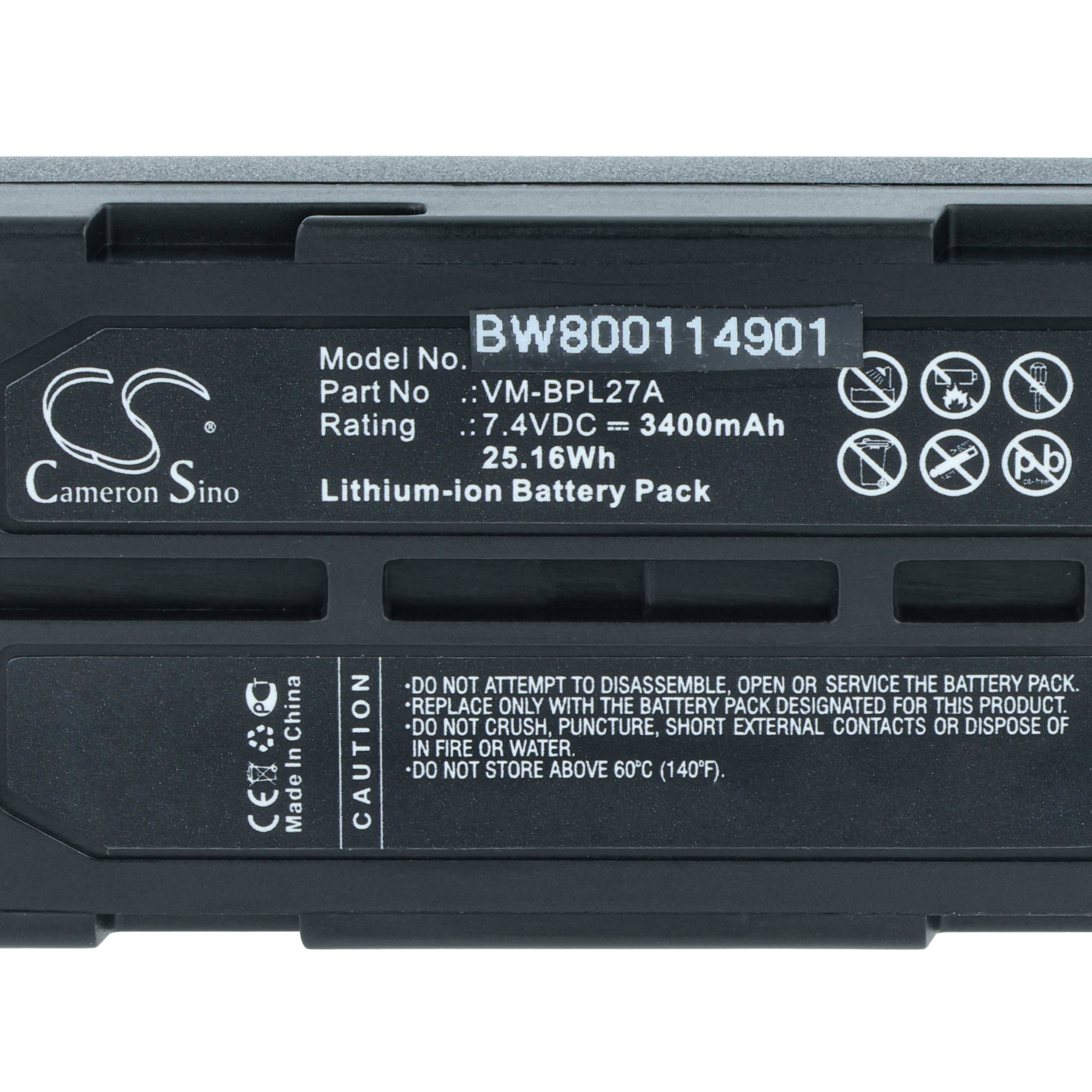 Batterie remplace Hitachi VM-BPL13J, VM-BPL13A, VM-BPL13, M-BPL30 pour caméscope Hitachi- 3400mAh 7,4V Li-ion