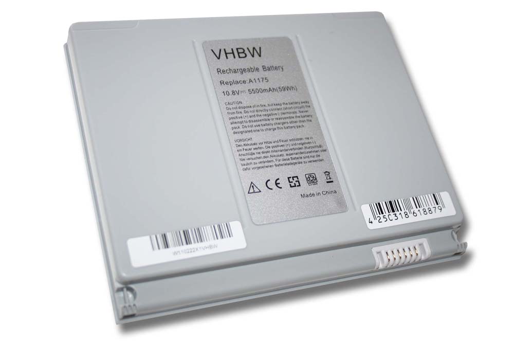 Batteria sostituisce Apple A1175, A1405, A1150, A1121, A1148 per notebook Apple - 5500mAh 10,8V Li-Ion bianco