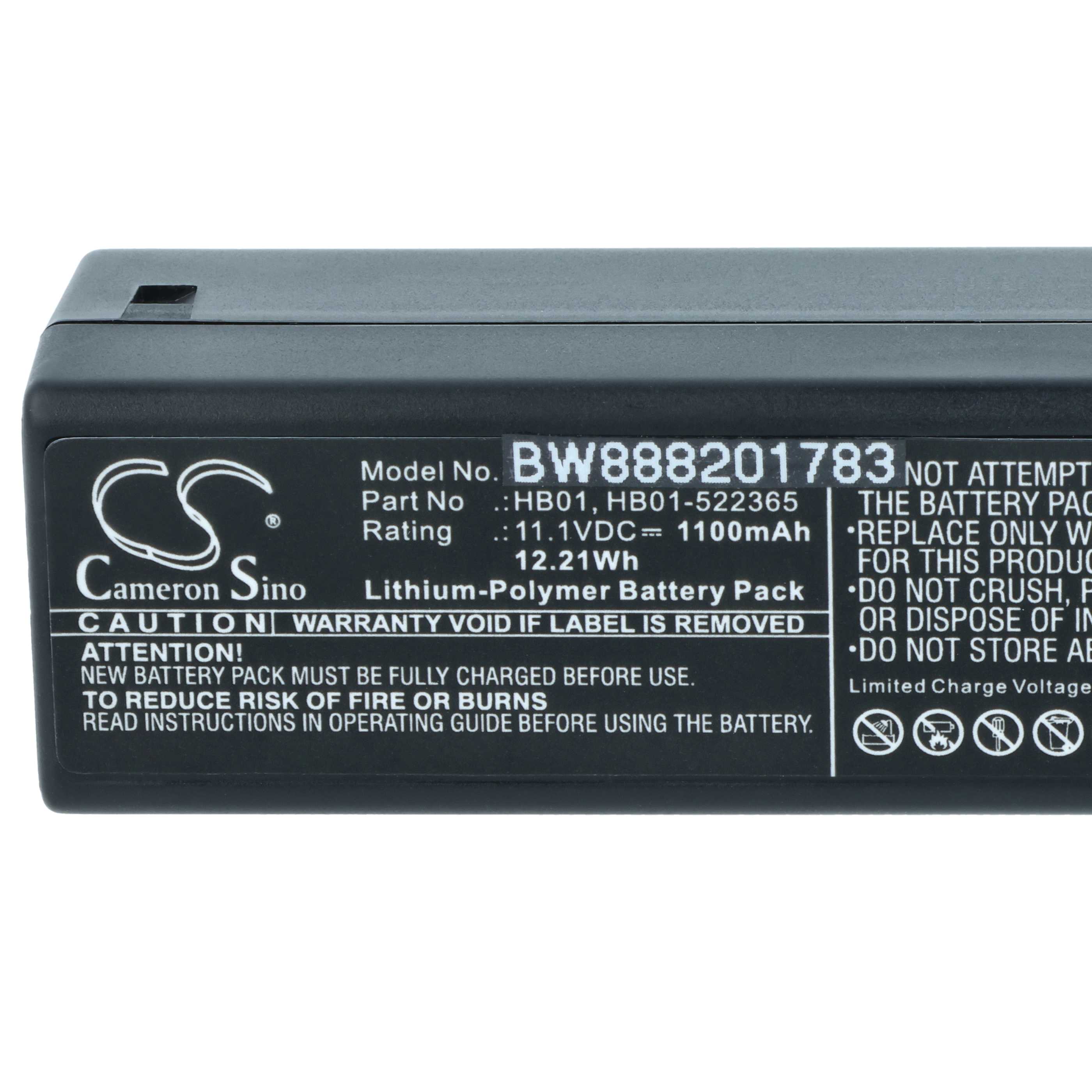 2x Battery replaces DJI HB01, HB01-522365 - 1100mAh, 11.1V, Li-polymer