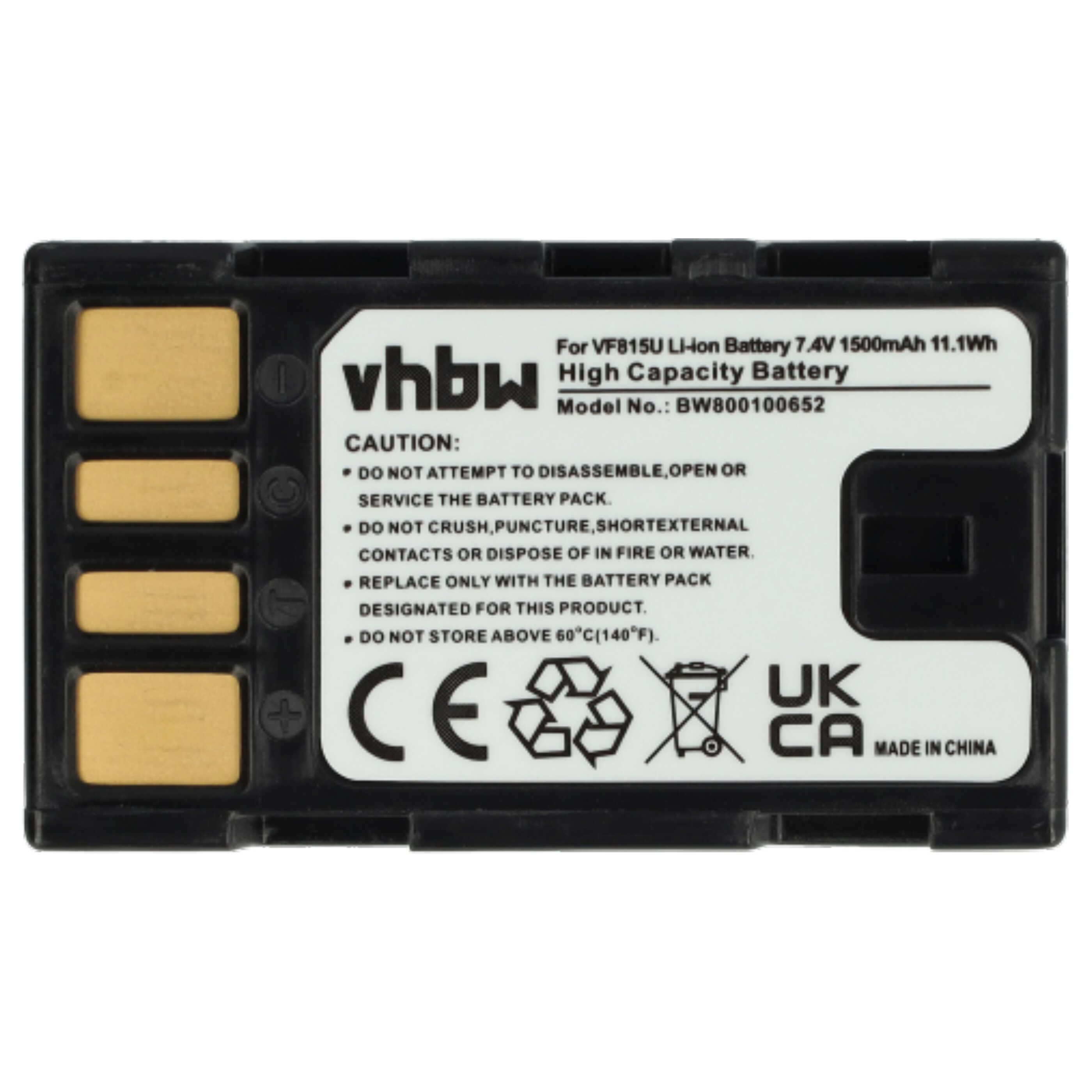 Videocamera 2x Battery replaces JVC BN-VF823, BN-VF815, BN-VF815U, BN-VF808, BN-VF808U - 1400 mAh 7.2 V Li-Ion