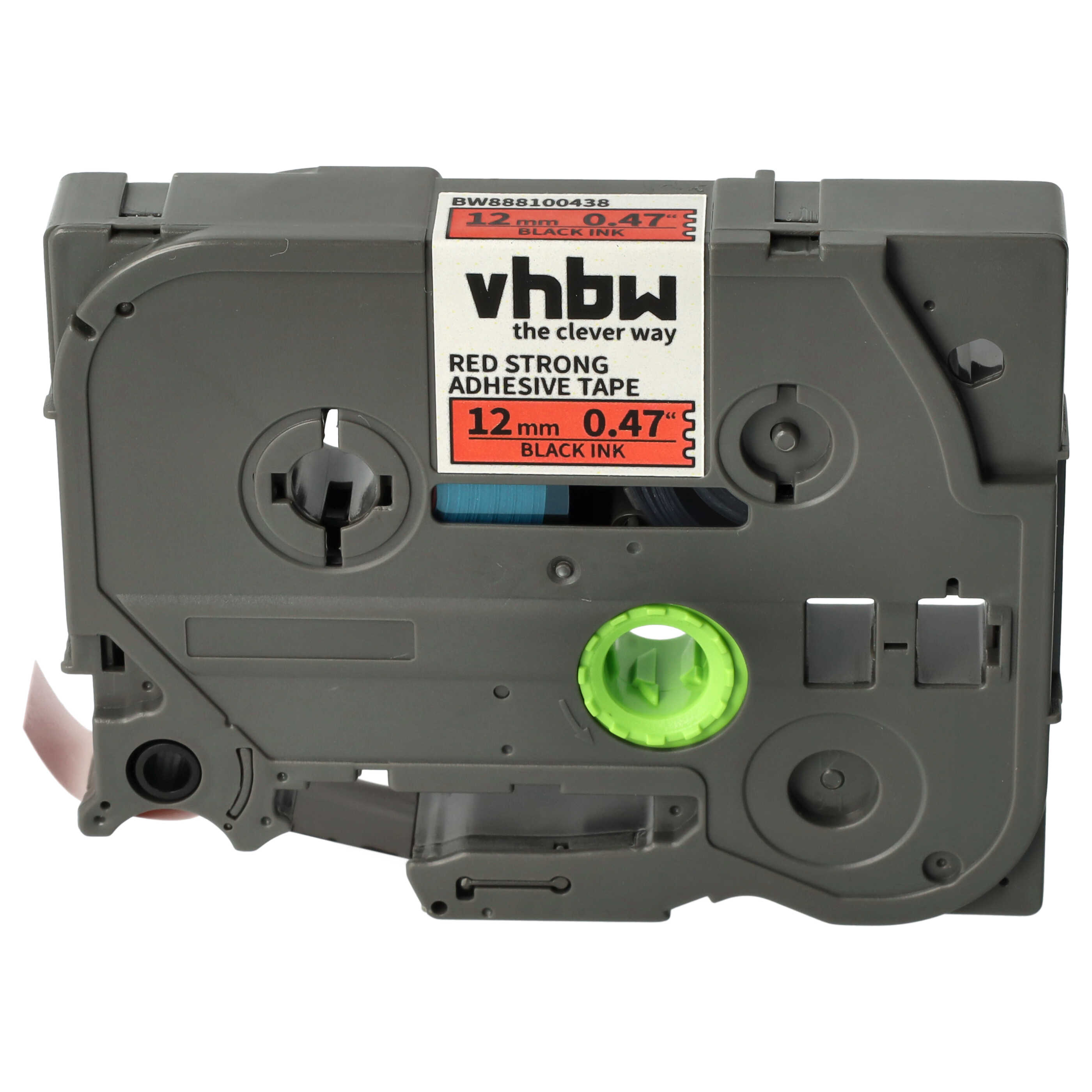 Label Tape as Replacement for Brother TZE-S431 - 12 mm Black to Red, Extra Stark
