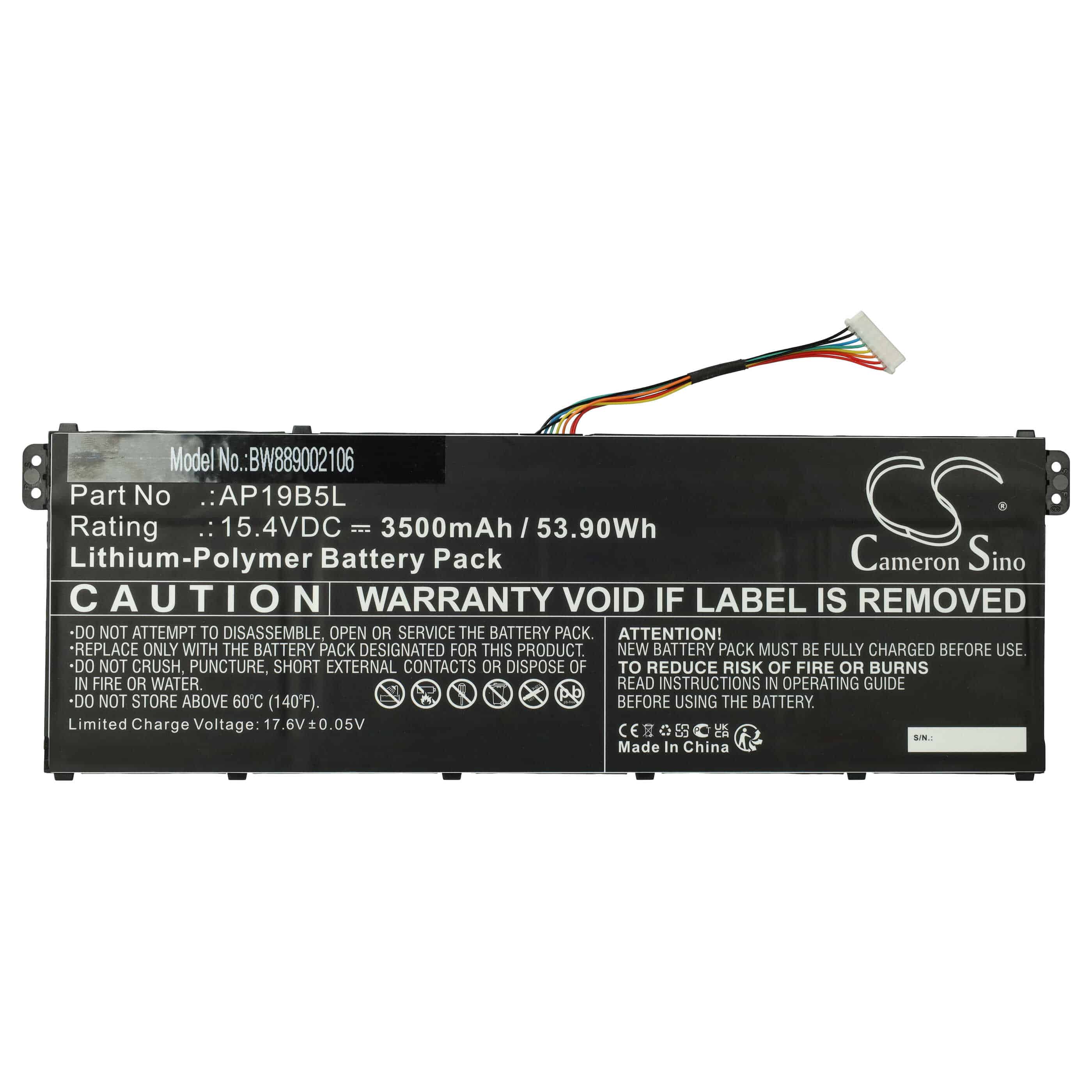 Akumulator do laptopa zamiennik Acer KT00405010, AP19B5L - 3500 mAh 15,4 V LiPo, czarny