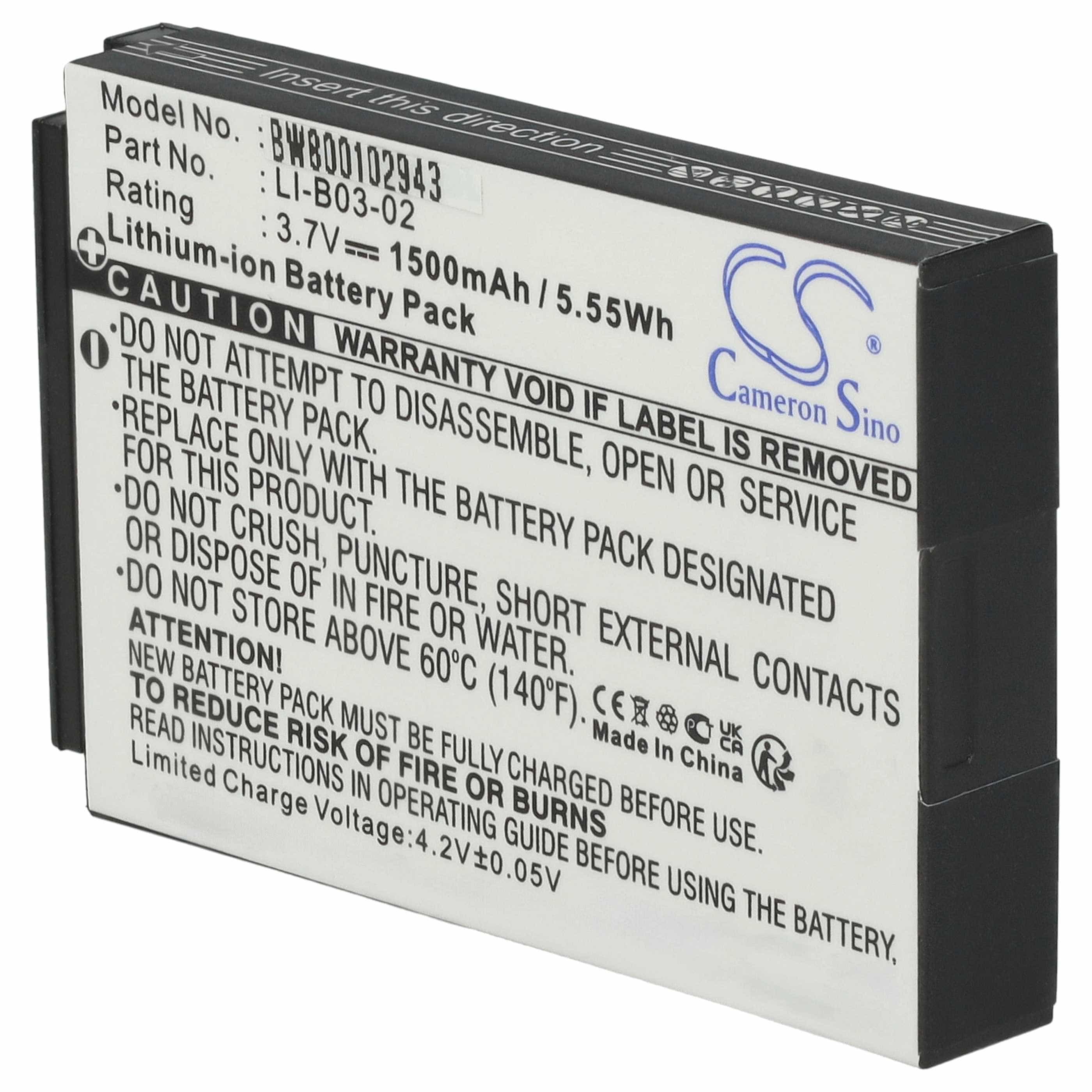 Akumulator do nawigacji GPS zamiennik Golf Buddy LI-B03-02 - 1500 mAh 3,7 V Li-Ion