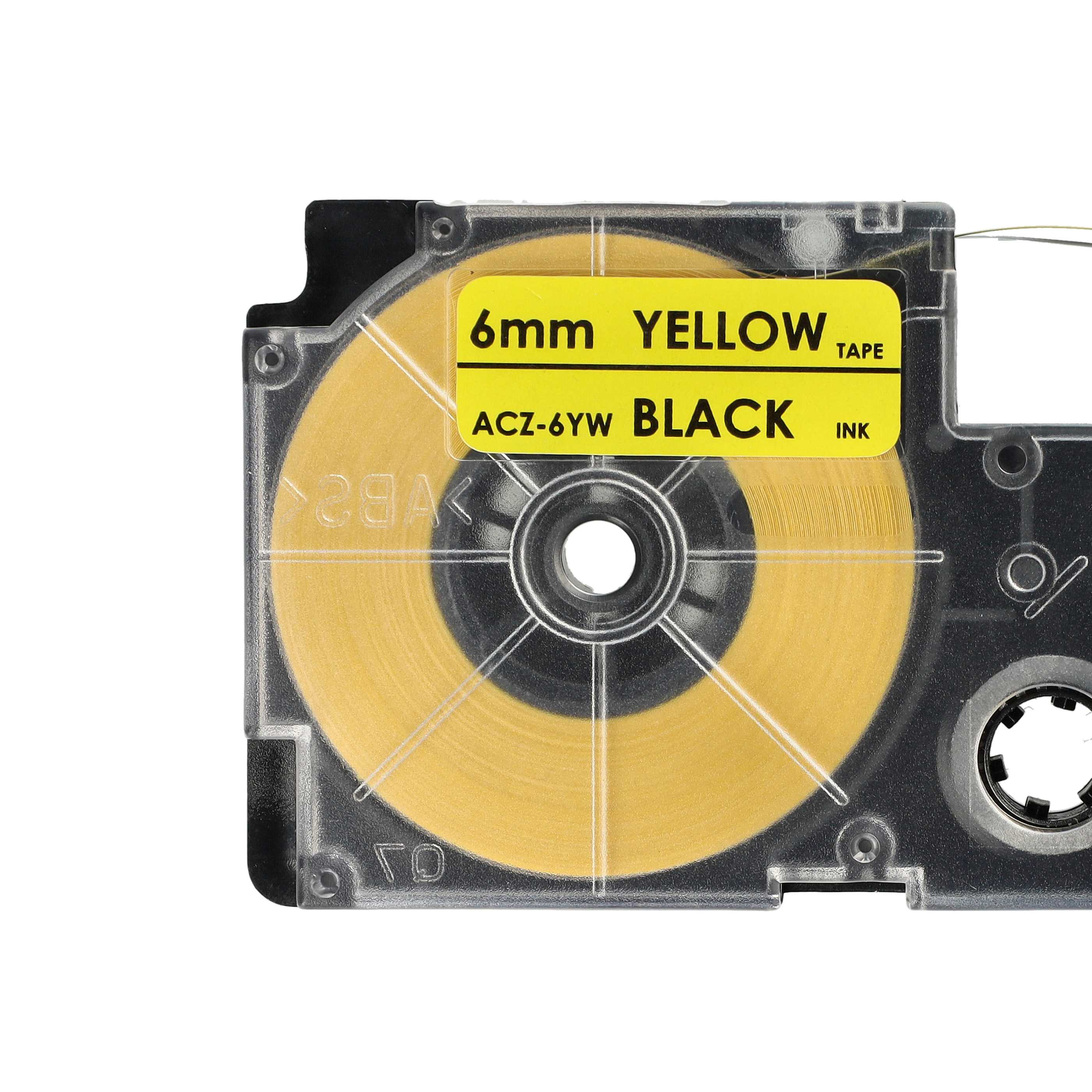 Cassetta nastro sostituisce Casio XR-6YW1, XR-6YW per etichettatrice 6mm nero - giallo