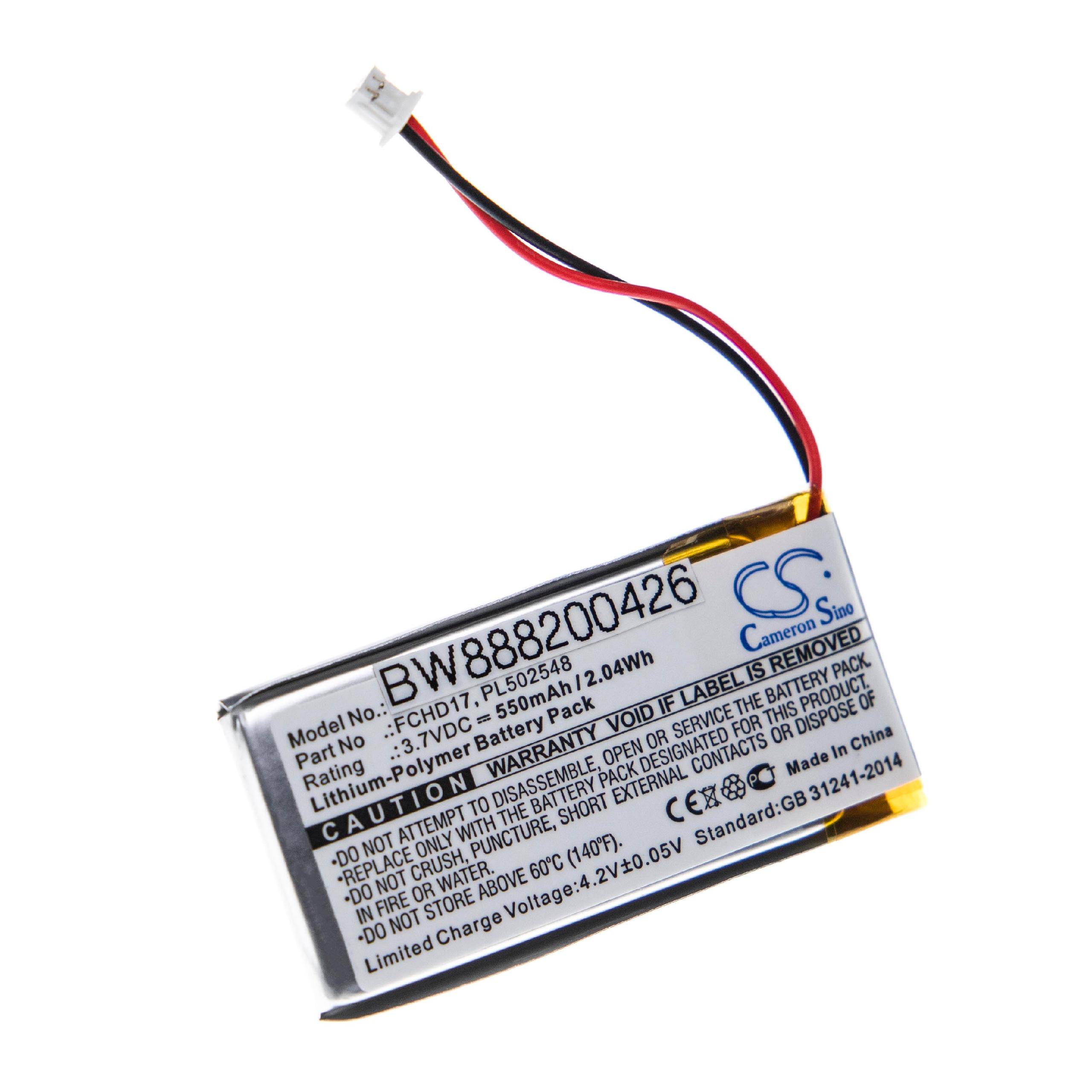 Videocamera Battery replaces ACME PL502548, FCHD17 - 550 mAh 3.7 V Li-polymer