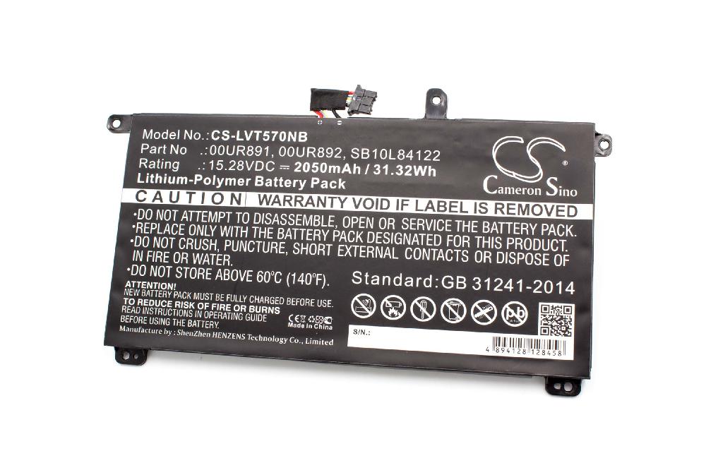 Akumulator do laptopa zamiennik Lenovo 00UR890, 00UR891, 00UR892, 01AV493, SB10L84121 - 2050 mAh 15,28 V LiPo