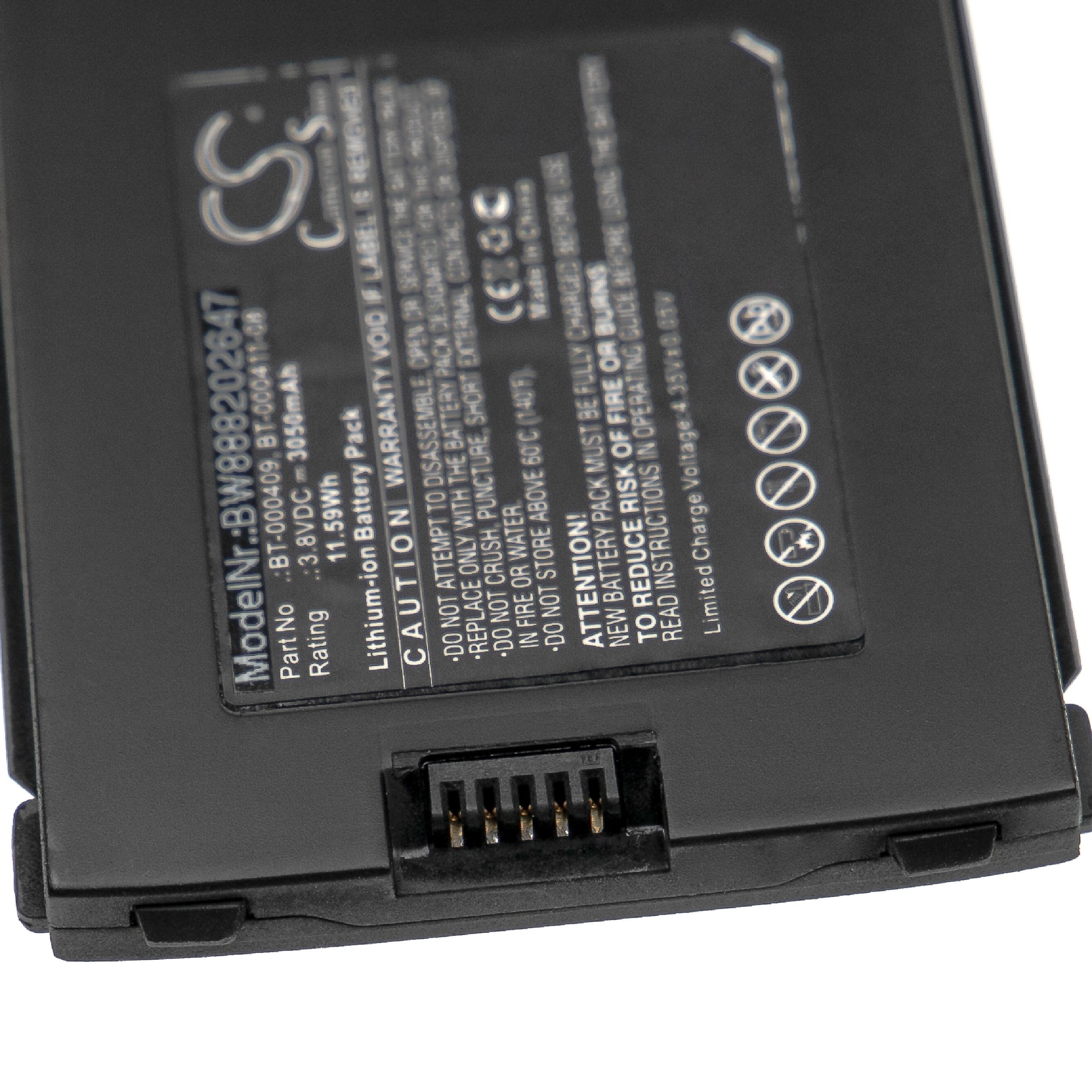 Batterie remplace Zebra BT-000409, BT-000411-08 pour ordinateur de poche - 3050mAh 3,8V Li-ion