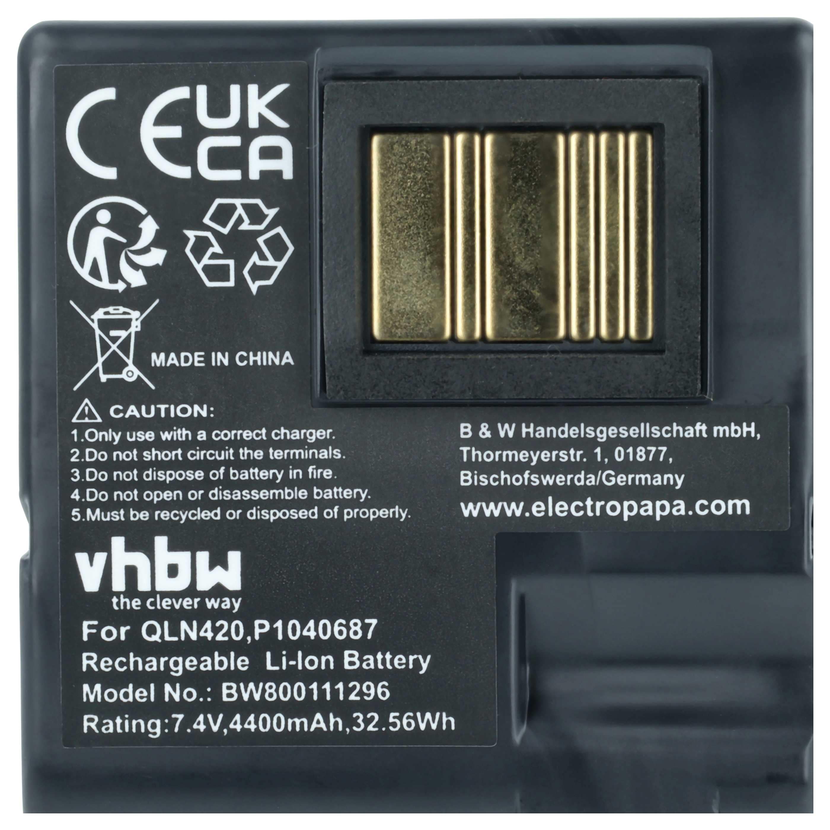 Printer 2x Battery replaces Zebra BTRY-MPP-68MA1-01, P1050667-016, P1040687 - 4400 mAh 7.4 V Li-Ion
