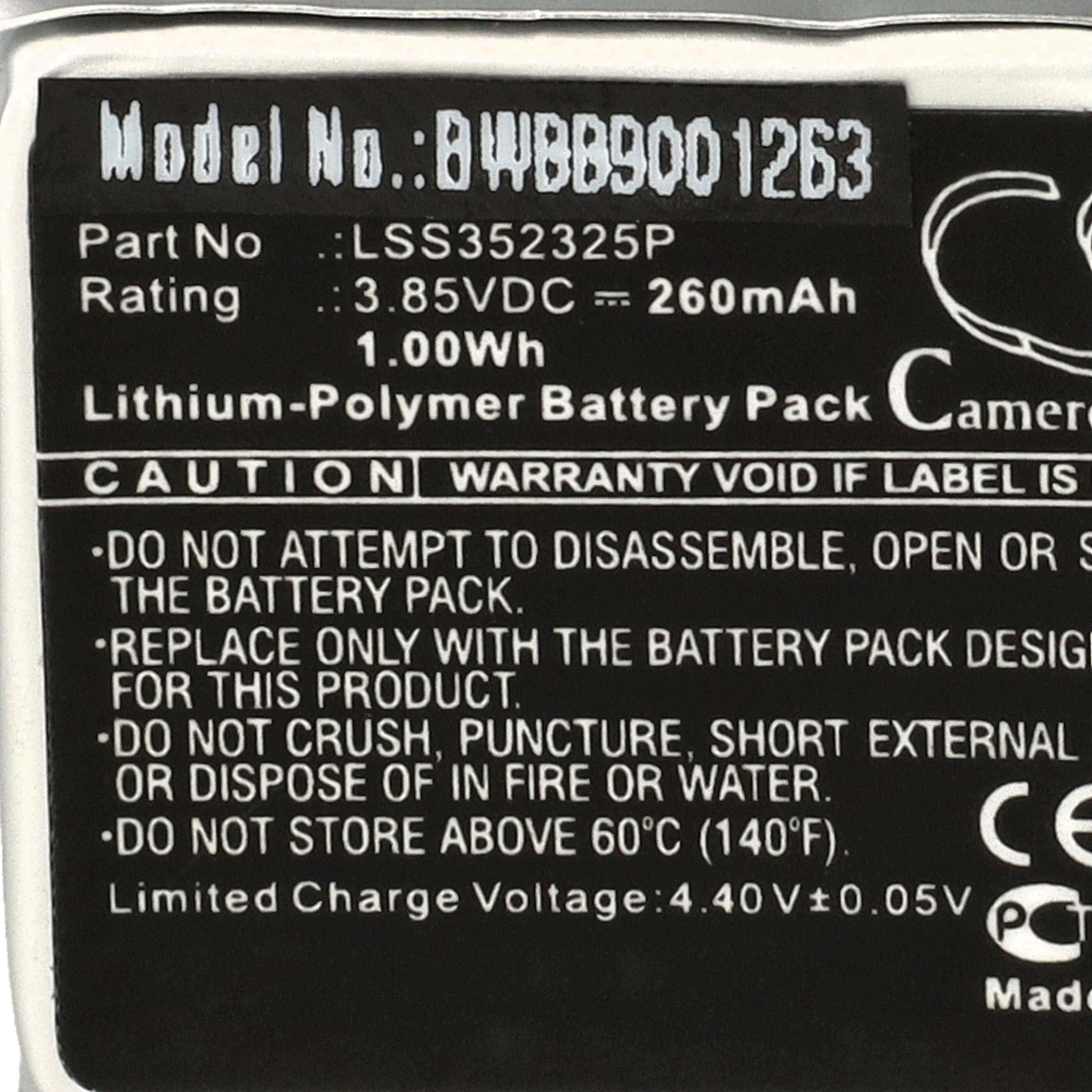 Smartwatch Battery replaces Fitbit LSS352325P - 260 mAh 3.85 V Li-polymer