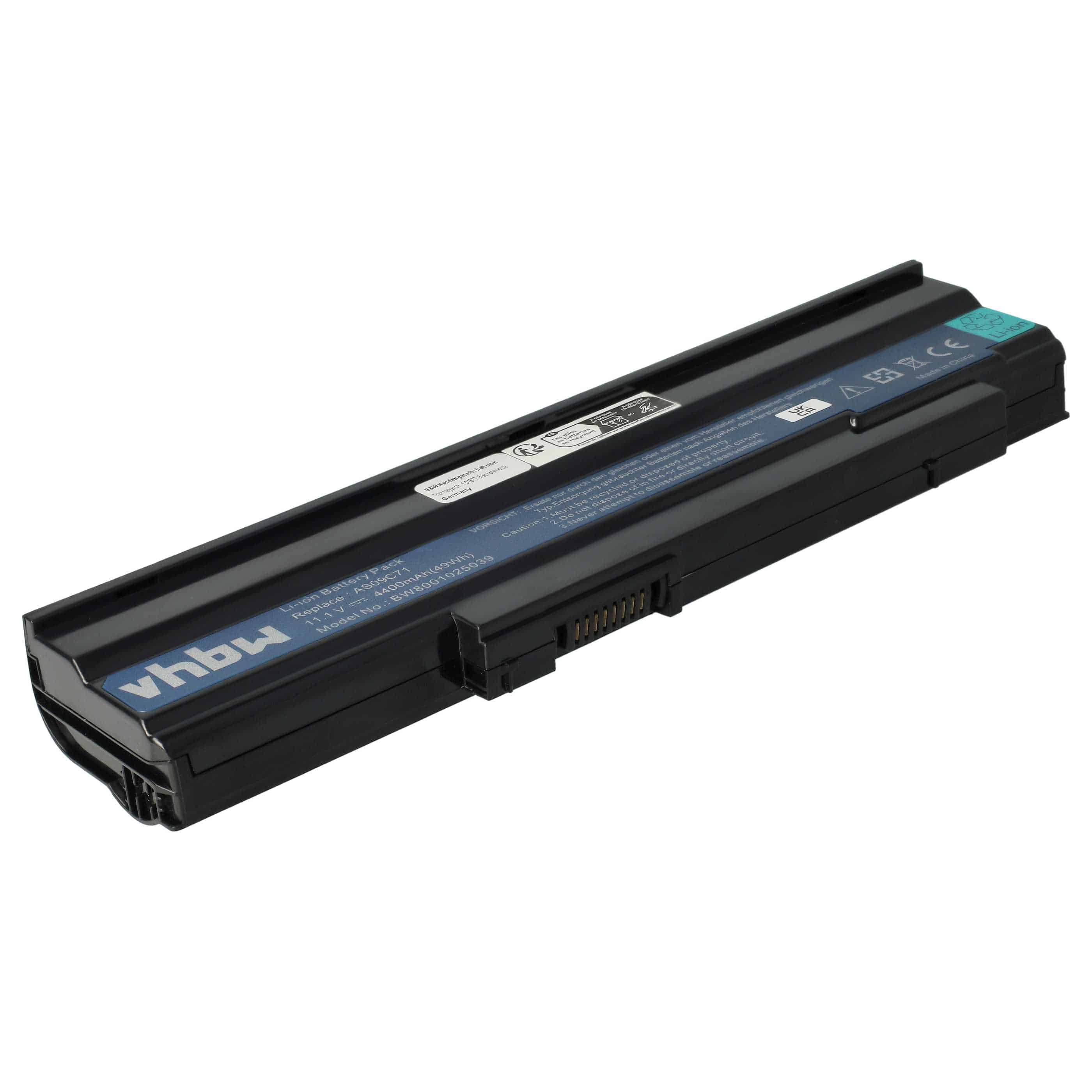 Notebook Battery Replacement for Acer AS09C75, AS09C31, AS09C70, AS09C71 - 4400 mAh 11.1 V Li-Ion, black