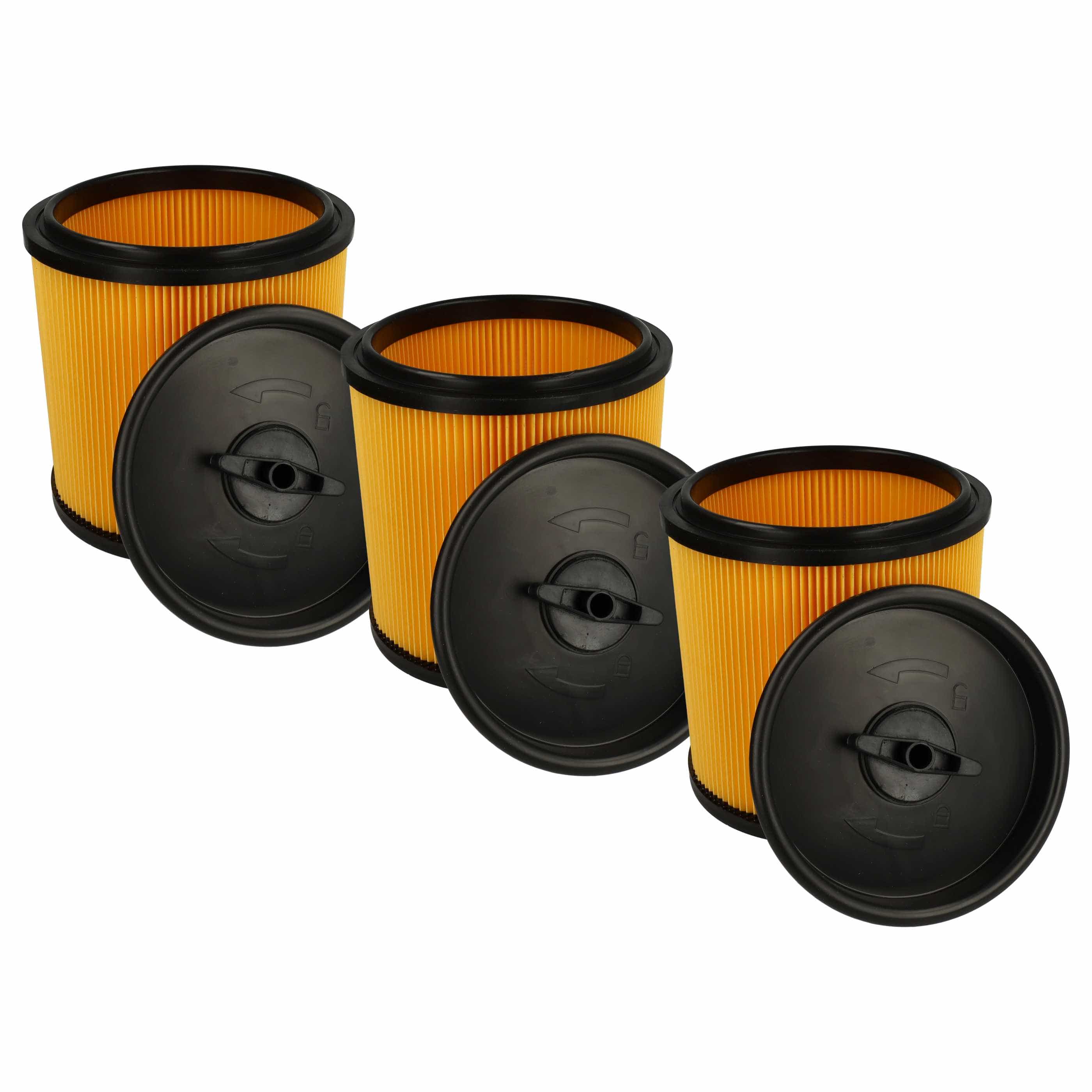 3x cartridge filter replaces Grizzly 91092030 for Parkside Vacuum Cleaner, black / yellow
