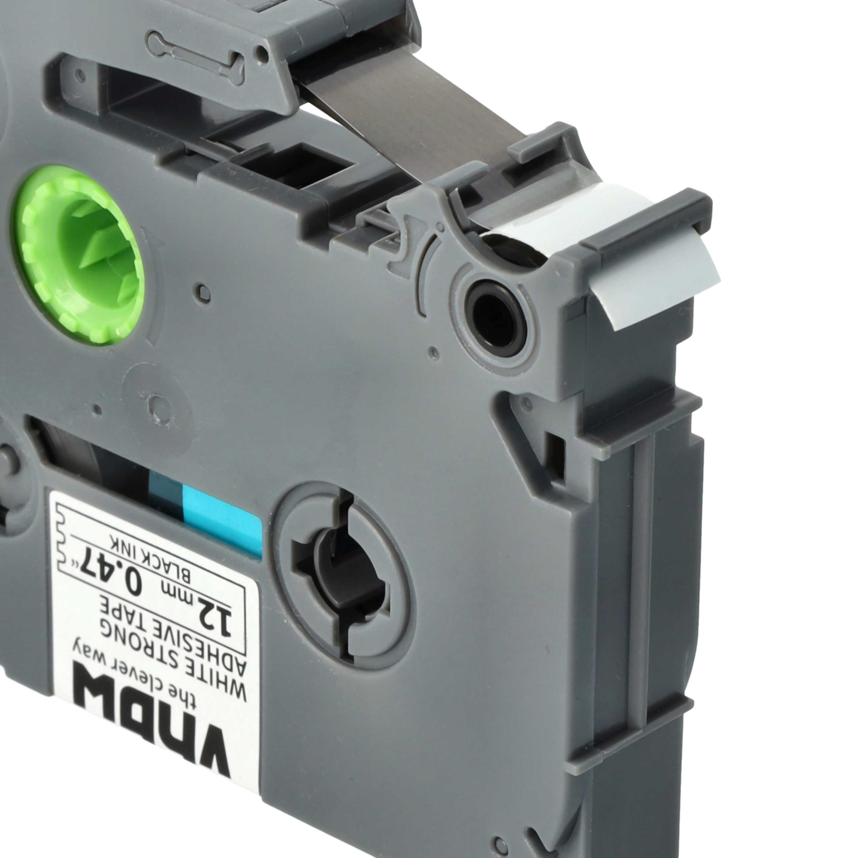5x Label Tape replaces Brother TZE-S231 - 12 mm Black to White, Extra Stark