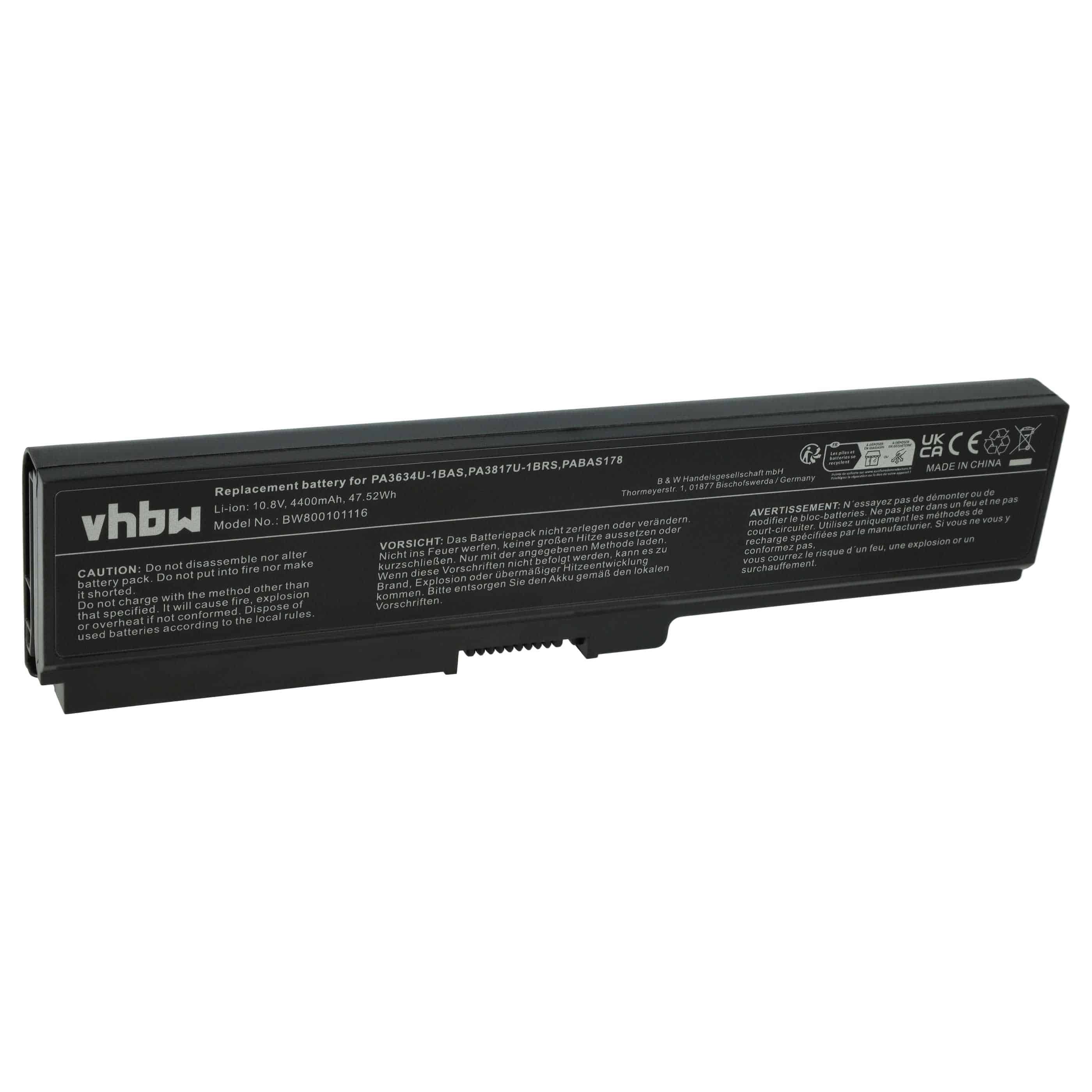 Akumulator do laptopa zamiennik Toshiba PA3635U-1BAM, PA3634U-1BAS - 4400 mAh 10,8 V Li-Ion, czarny