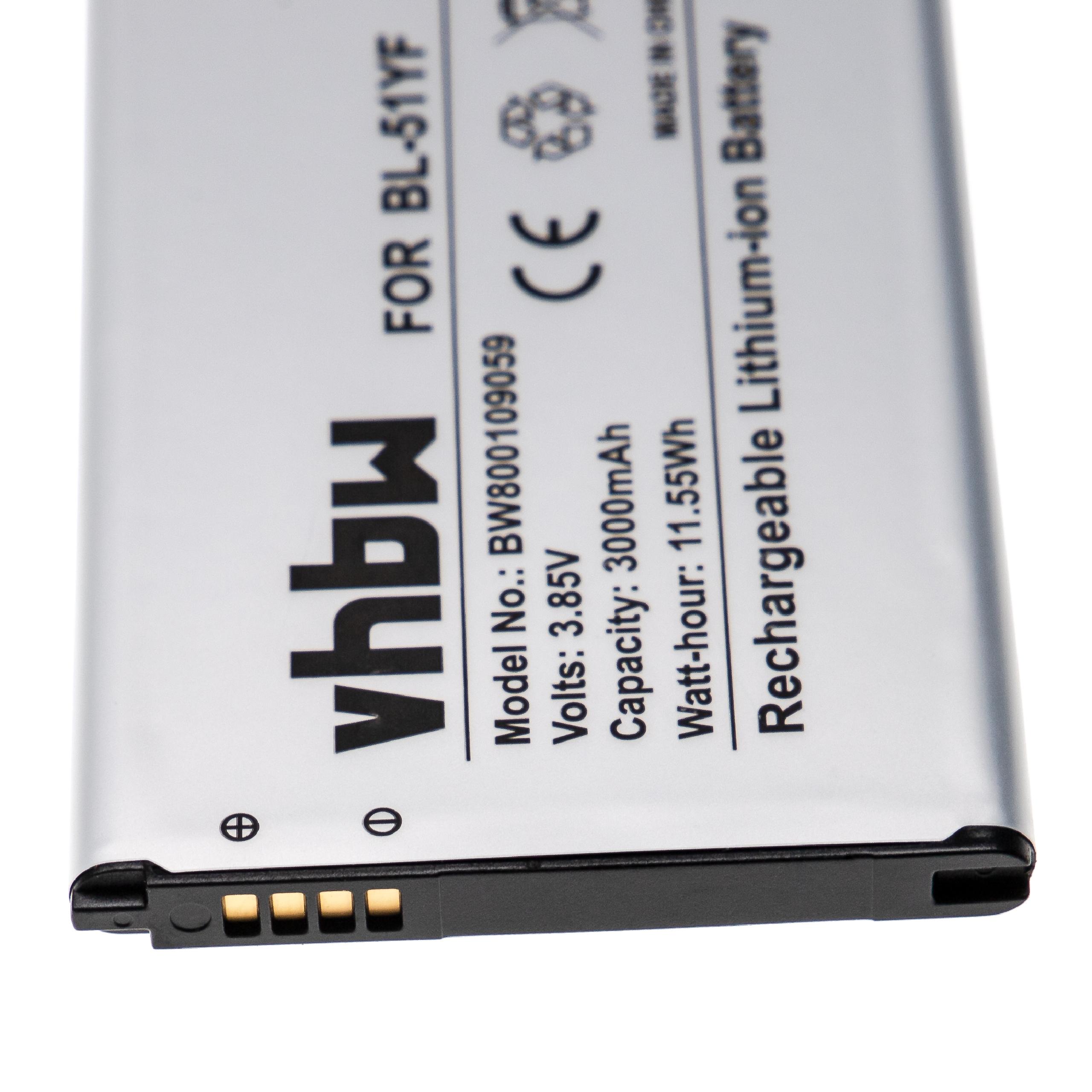 Batteria sostituisce LG EAC62858501, BL-51YF per cellulare LG - 3000mAh 3,85V Li-Ion